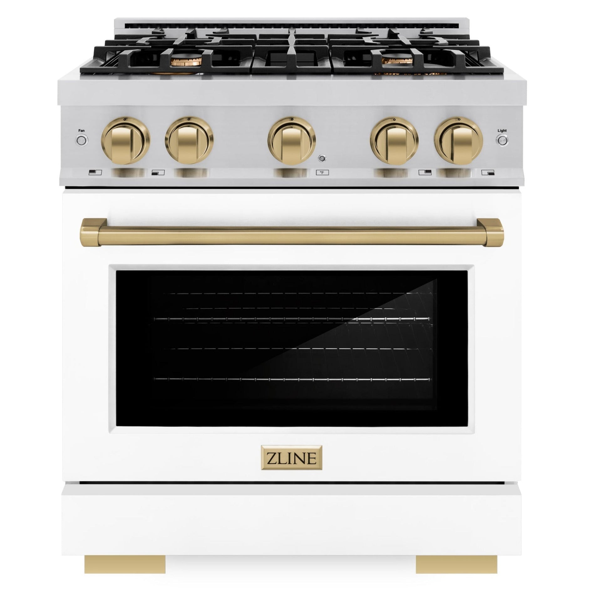 zline-autograph-edition-30-in-select-gas-range-with-4-burners-and-4-2-cu-ft-convection-oven-in-stainless-steel-with-white-matte-door-and-champagne-bronze-accents-hgrz-wm-30-cb