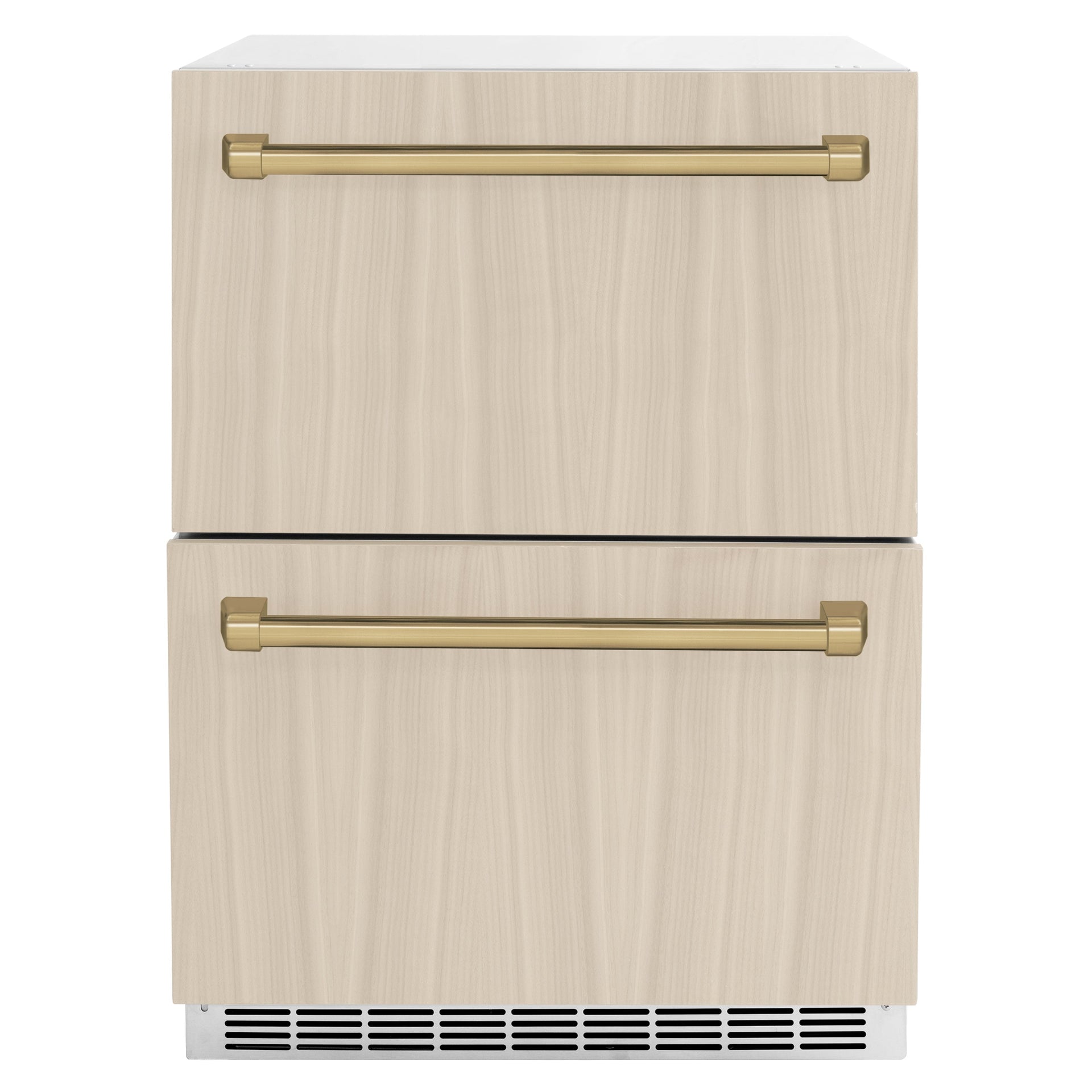 zline-24-in-refrigerator-drawer-outdoor-rated-panel-ready-168-can-capacity-champagne-bronze-handles-rdspoz-24-cb