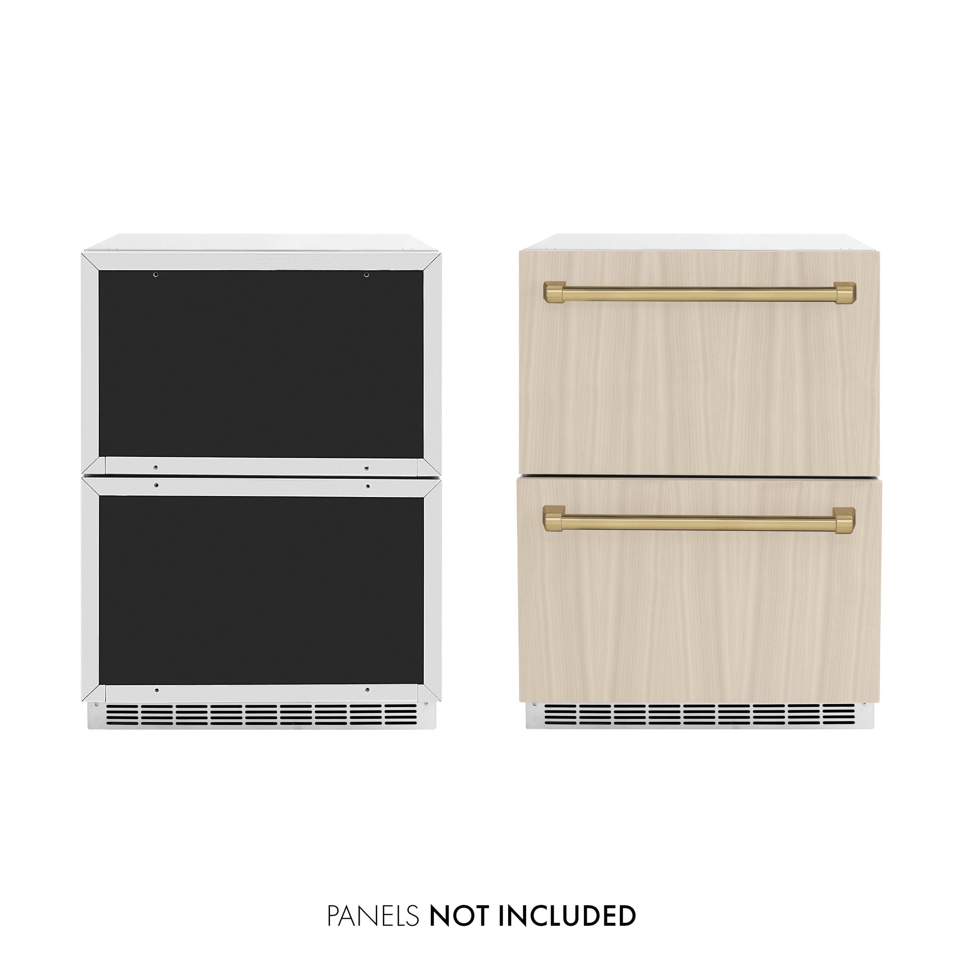 zline-24-in-refrigerator-drawer-outdoor-rated-panel-ready-168-can-capacity-champagne-bronze-handles-rdspoz-24-cb