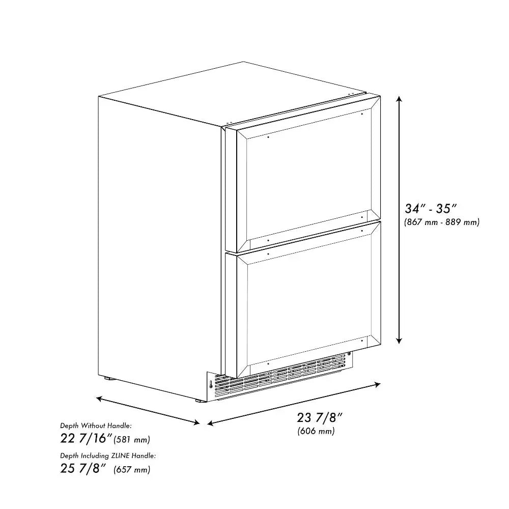 zline-24-in-refrigerator-drawer-4-6-cu-ft-outdoor-rated-panel-ready-matte-black-handles-rdspoz-24-mb
