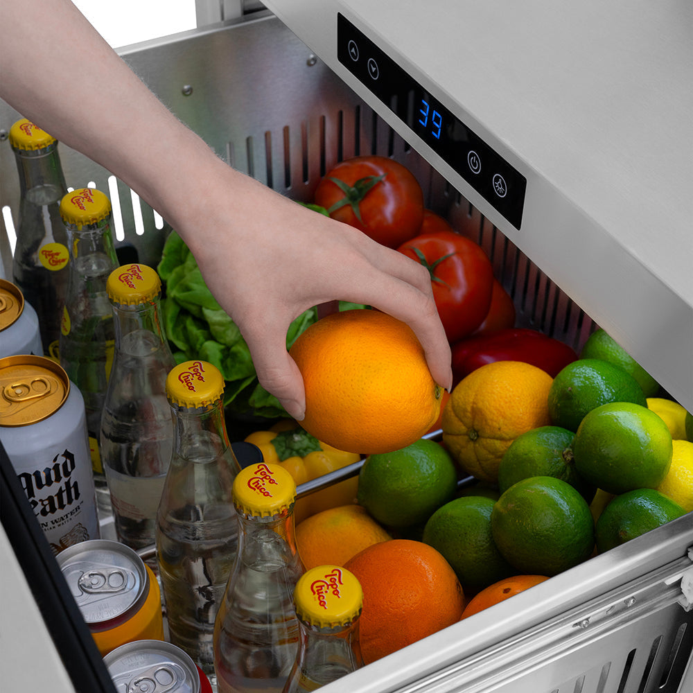 zline-24-in-outdoor-dual-refrigerator-drawer-168-can-capacity-stainless-steel-doors-polished-nickel-helix-handles-rdsoz-st-24-kpn