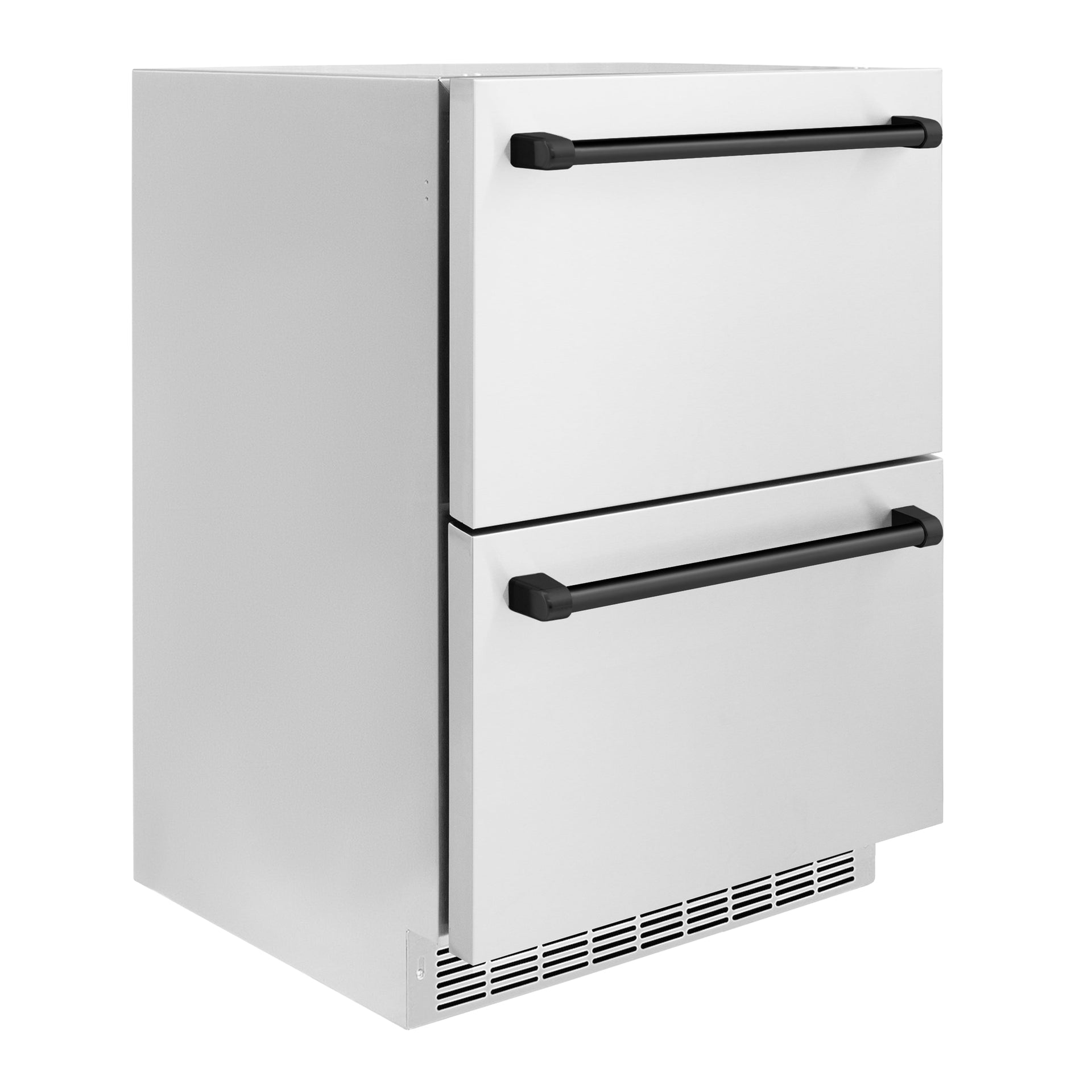 zline-24-in-refrigerator-drawer-4-6-cu-ft-168-can-capacity-outdoor-rated-stainless-steel-matte-black-handles-rdsoz-st-24-mb
