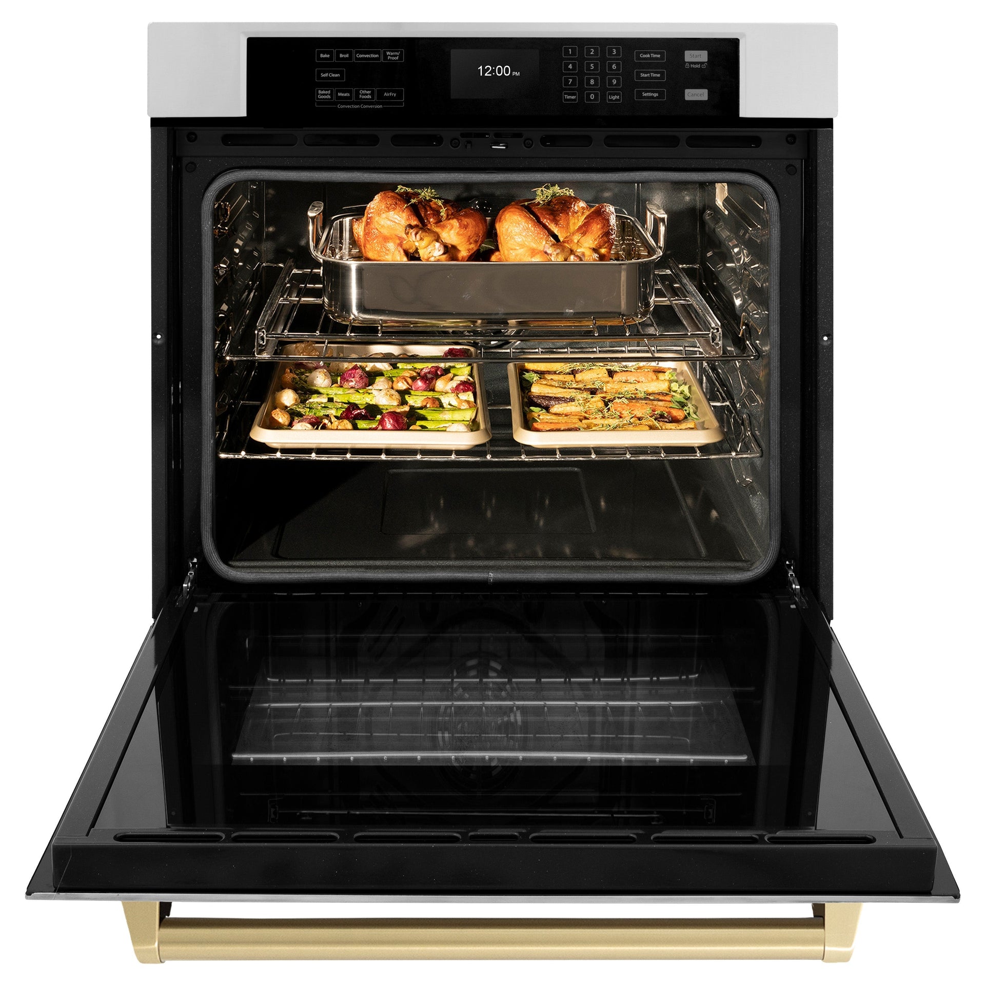 zline-30-autograph-single-wall-oven-with-air-fry-and-self-clean-in-stainless-steel-and-champagne-bronze-handle-wasz-30-cb