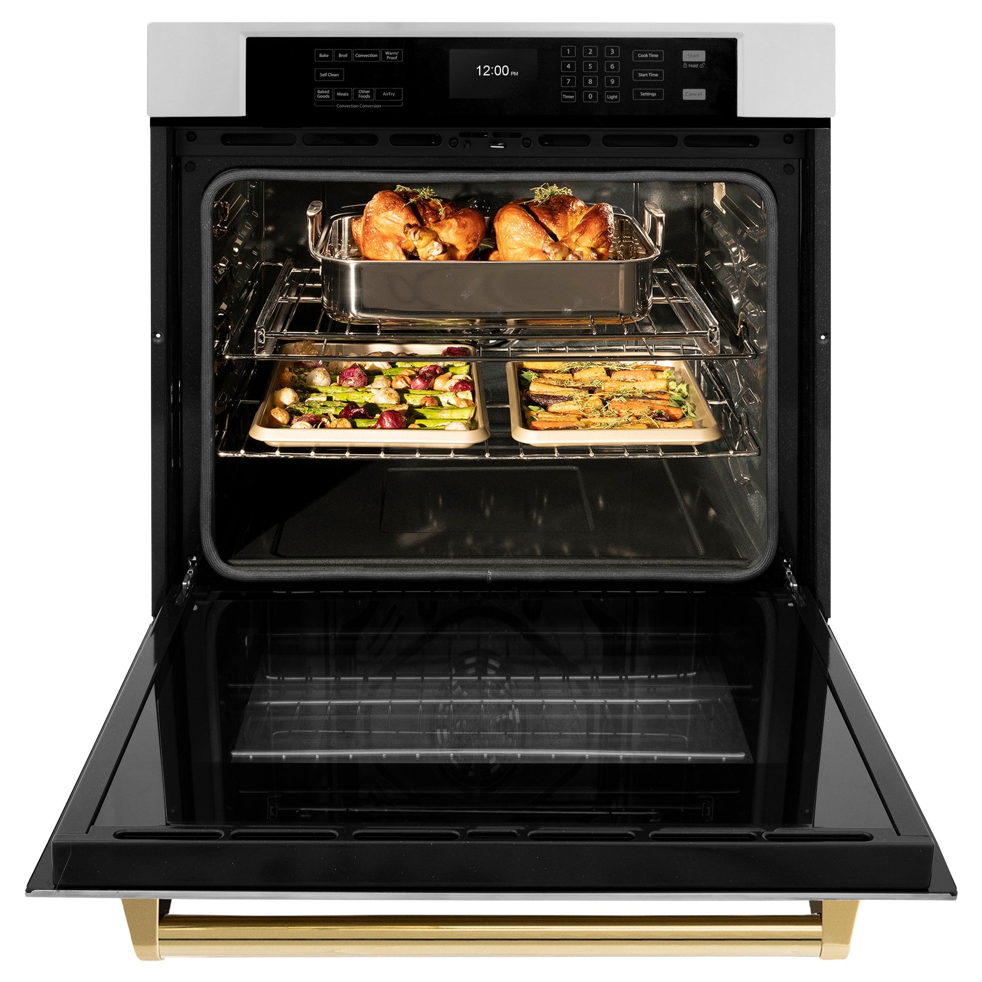 zline-30-autograph-single-wall-oven-with-air-fry-and-self-clean-in-stainless-steel-and-gold-handle-wasz-30-g