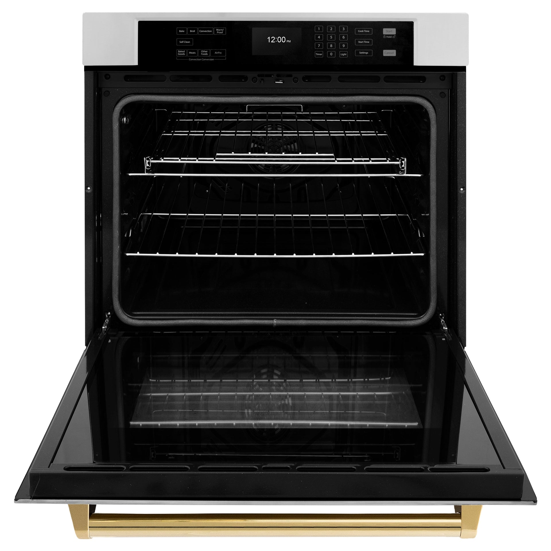 zline-30-autograph-single-wall-oven-with-air-fry-and-self-clean-in-stainless-steel-and-gold-handle-wasz-30-g