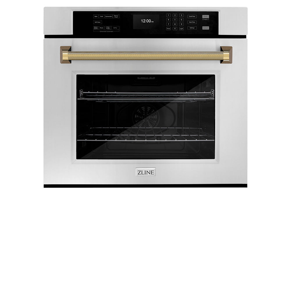 zline-autograph-30-professional-true-convection-single-wall-oven-with-air-fry-and-self-clean-in-stainless-steel-with-polished-gold-helix-handle-wasz-30-kg