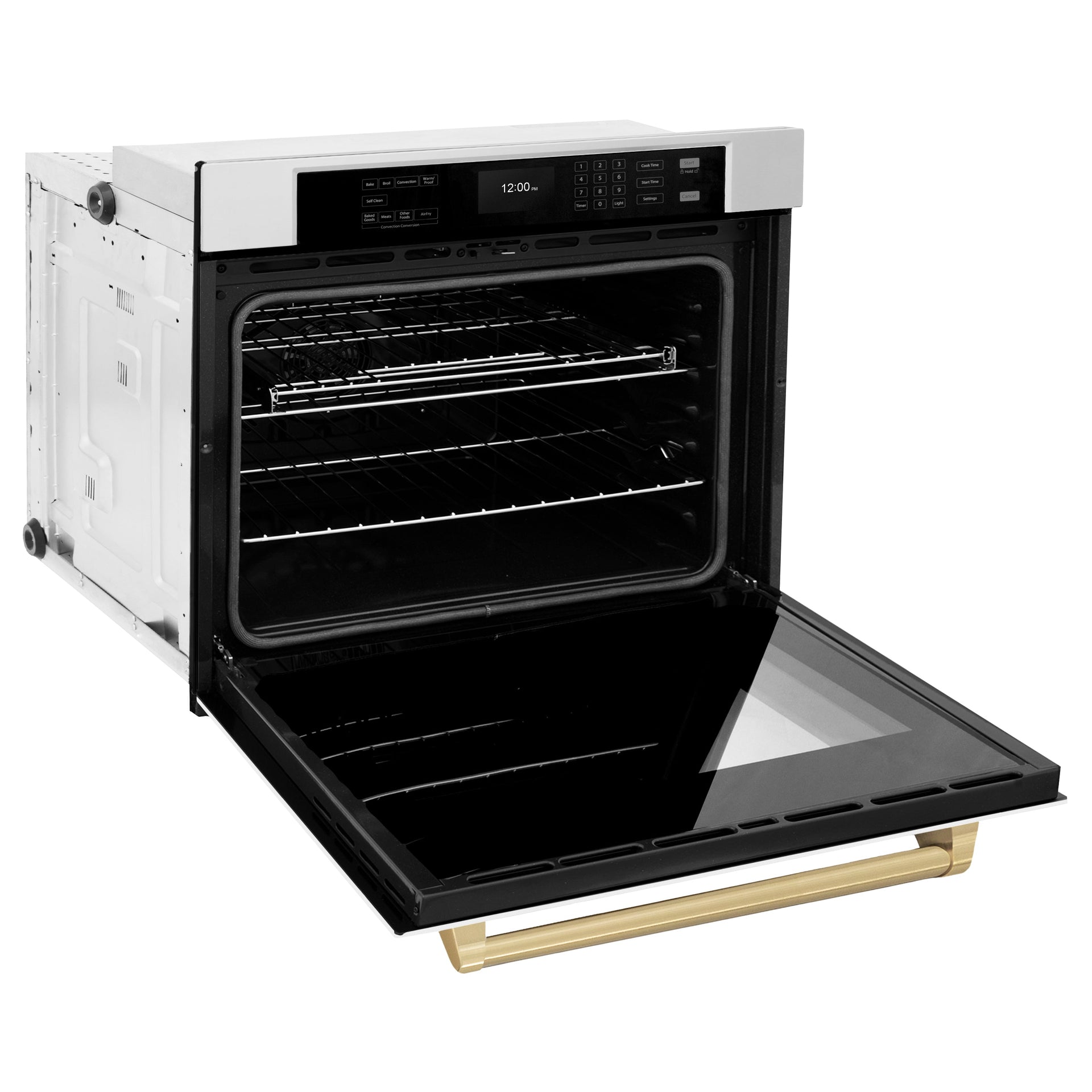 zline-30-autograph-single-wall-oven-with-air-fry-and-self-clean-in-stainless-steel-with-white-matte-door-and-champagne-bronze-handle-wasz-wm-30-cb