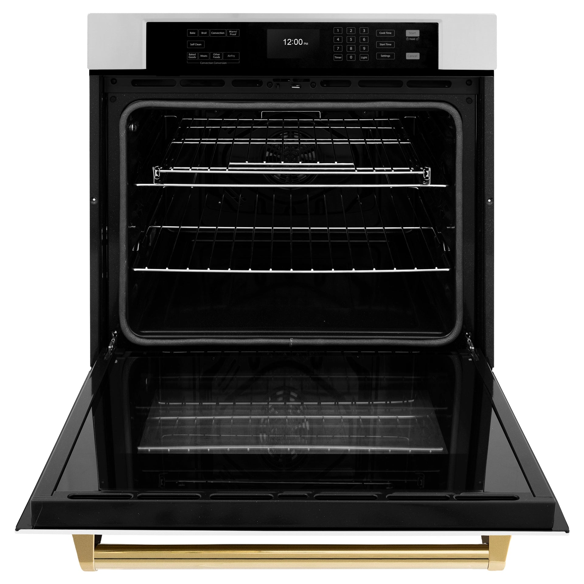 zline-30-autograph-single-wall-oven-with-air-fry-and-self-clean-in-stainless-steel-with-white-matte-door-and-gold-handle-wasz-wm-30-g