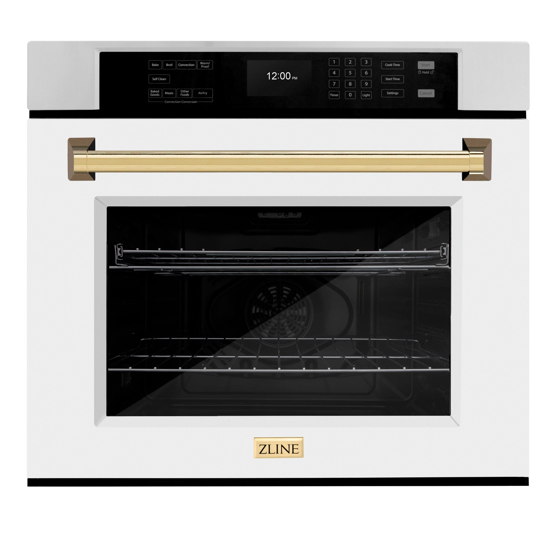zline-30-autograph-single-wall-oven-with-air-fry-and-self-clean-in-stainless-steel-with-white-matte-door-and-gold-handle-wasz-wm-30-g