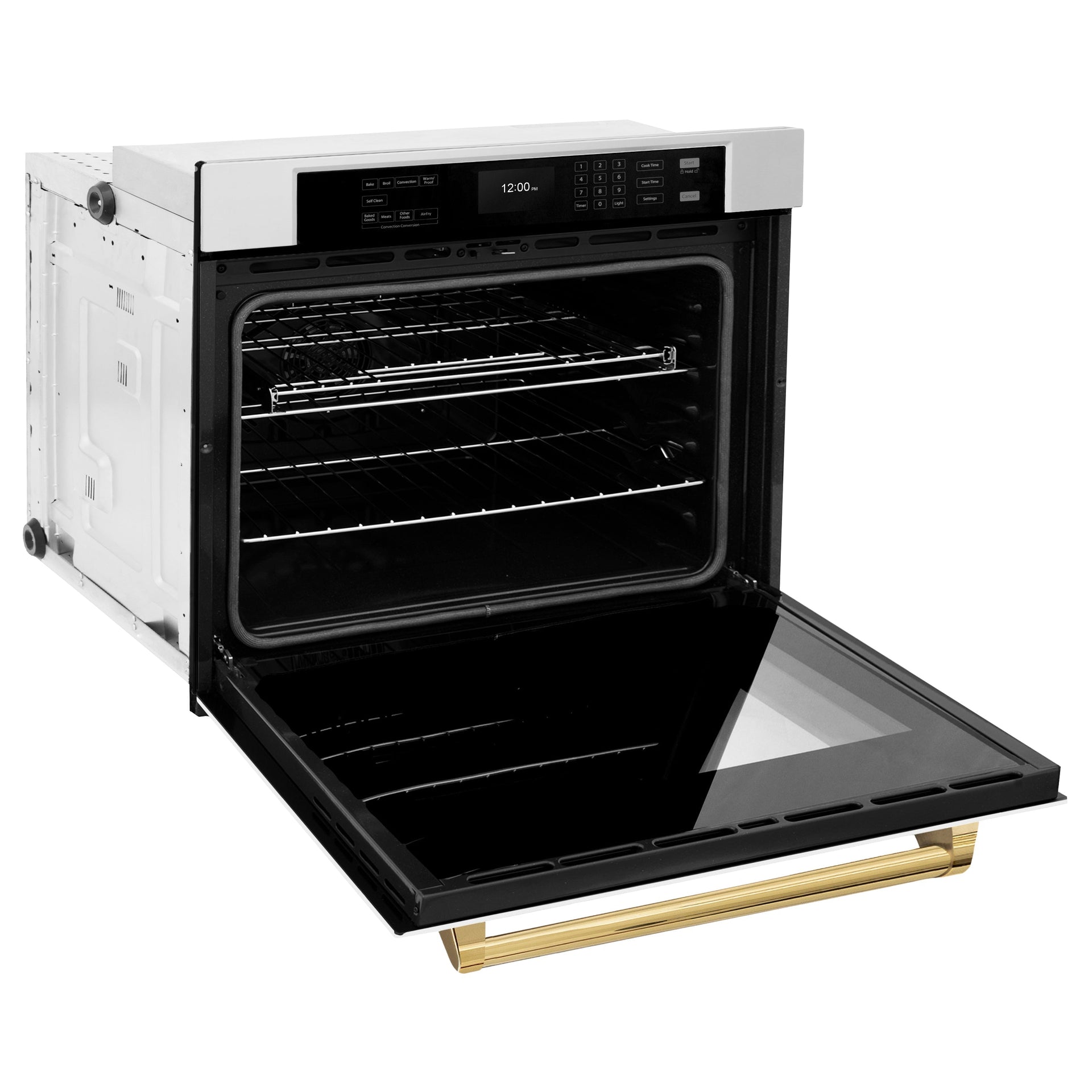 zline-30-autograph-single-wall-oven-with-air-fry-and-self-clean-in-stainless-steel-with-white-matte-door-and-gold-handle-wasz-wm-30-g
