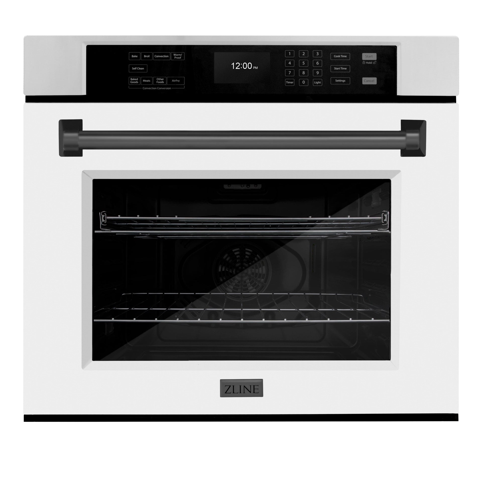 zline-30-autograph-single-wall-oven-with-air-fry-and-self-clean-in-stainless-steel-with-white-matte-door-and-black-matte-handle-wasz-wm-30-mb