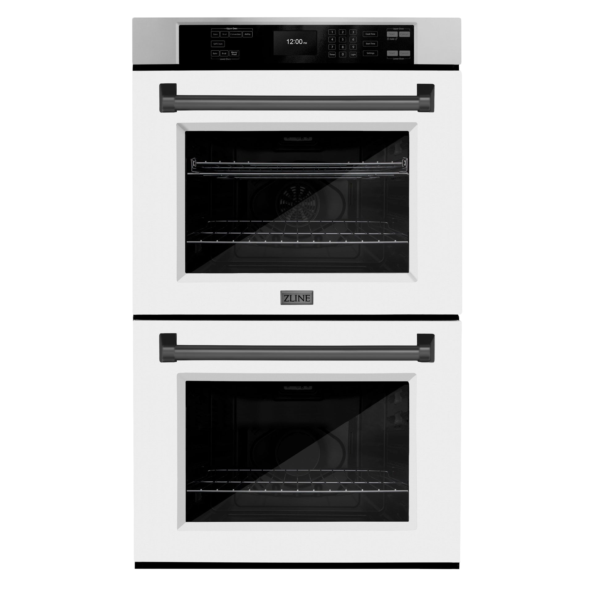zline-30-autograph-double-wall-oven-with-air-fry-and-self-clean-in-stainless-steel-with-white-matte-door-and-black-matte-handle-wadz-wm-30-mb
