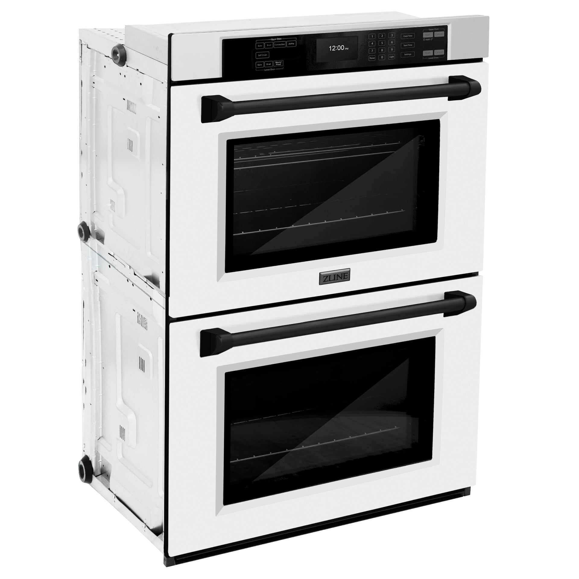 zline-30-autograph-double-wall-oven-with-air-fry-and-self-clean-in-stainless-steel-with-white-matte-door-and-black-matte-handle-wadz-wm-30-mb
