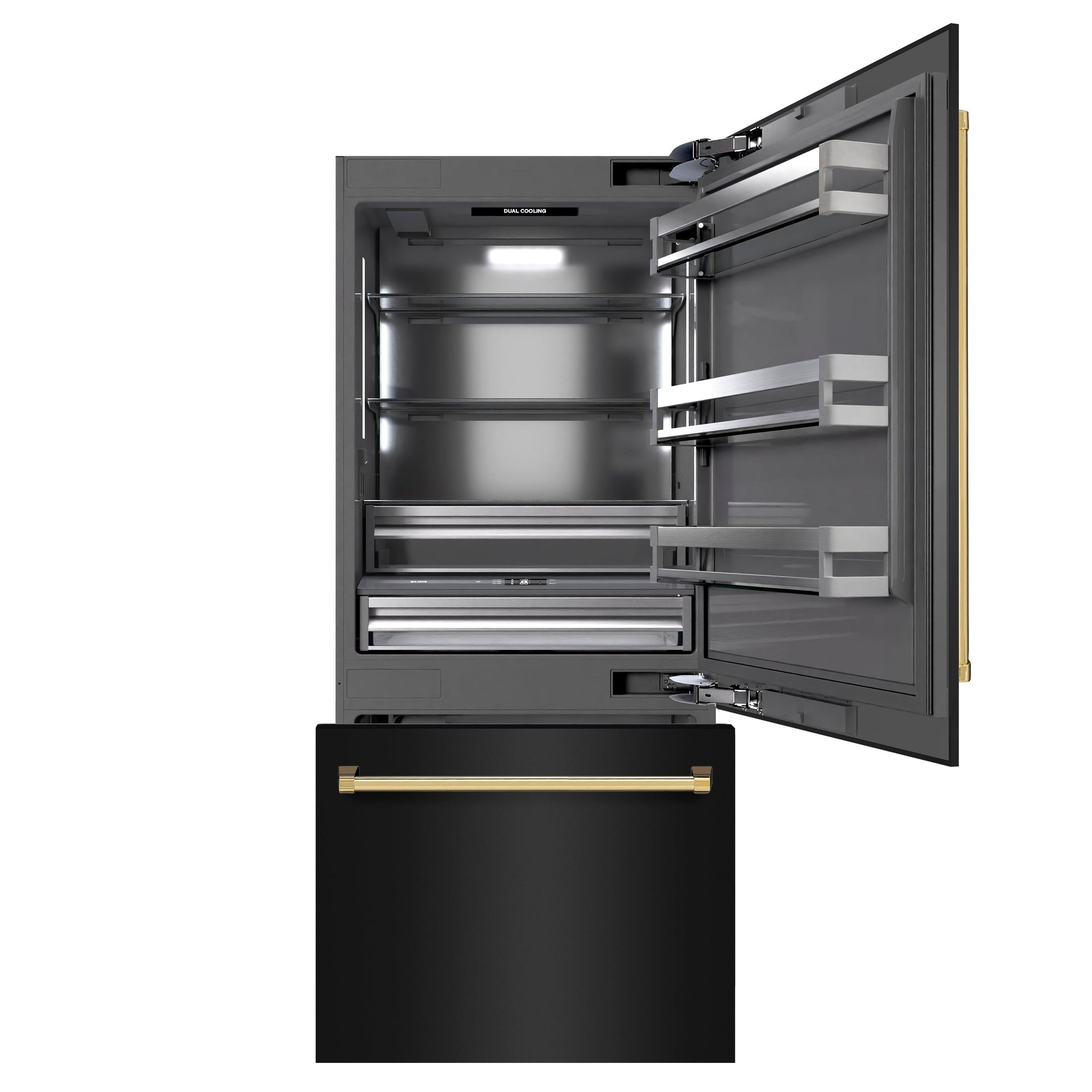 zline-36-in-built-in-bottom-freezer-refrigerator-19-8-cu-ft-water-dispenser-ice-maker-black-stainless-steel-graphite-gray-interior-polished-gold-accents-grbitz-bs-36-g