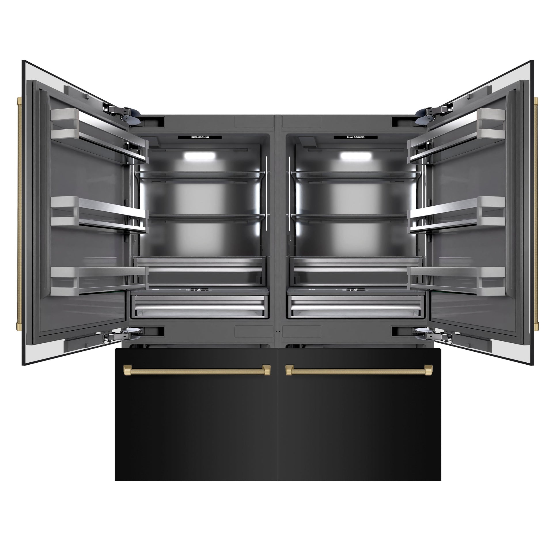 zline-72-in-french-door-built-in-bottom-freezer-refrigerator-39-6-cu-ft-water-dispensers-ice-makers-black-stainless-steel-graphite-gray-interior-champagne-bronze-helix-handles-grbitz-bs72-kcb
