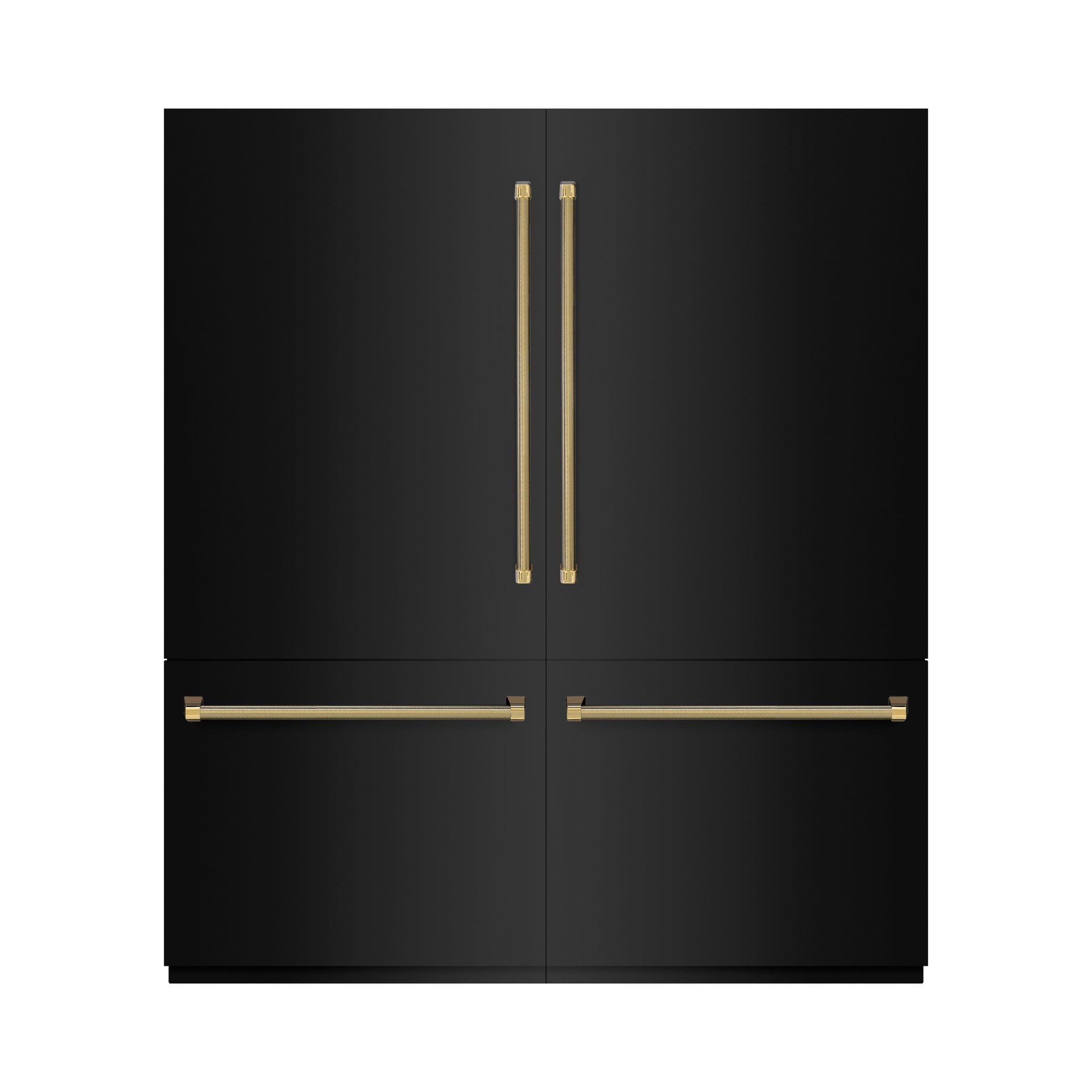 zline-72-in-french-door-built-in-bottom-freezer-refrigerator-39-6-cu-ft-black-stainless-steel-water-dispensers-ice-makers-graphite-gray-interior-polished-gold-helix-handles-grbitz-bs-72-kg