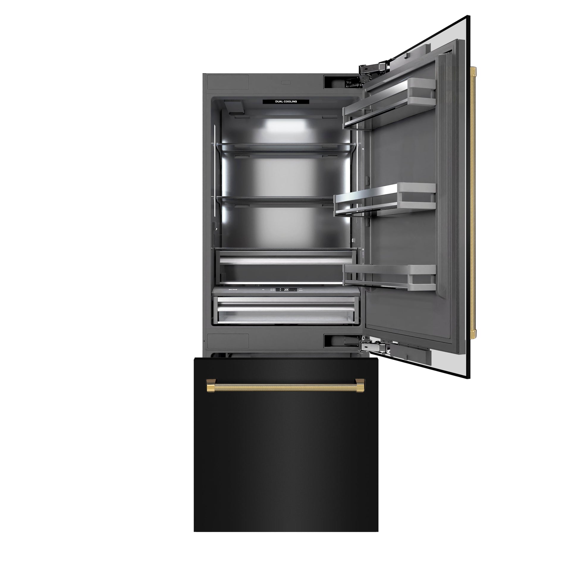 zline-30-in-built-in-bottom-freezer-refrigerator-16-1-cu-ft-water-dispenser-ice-maker-black-stainless-steel-graphite-gray-interior-polished-gold-helix-handles-grbivz-bs30kg