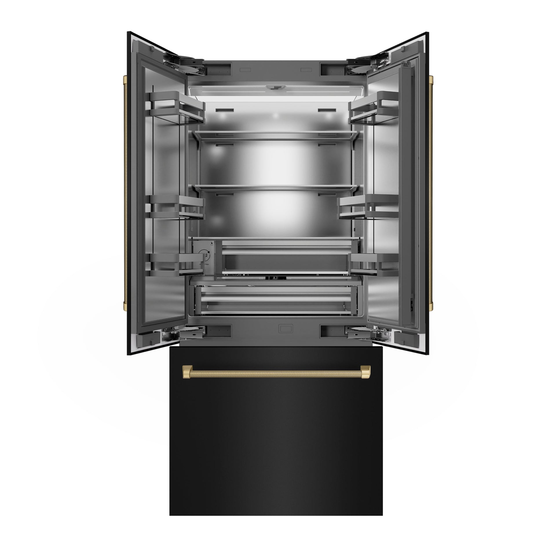 zline-36-in-french-door-built-in-bottom-freezer-refrigerator-19-6-cu-ft-water-dispenser-ice-maker-black-stainless-steel-champagne-bronze-helix-handles-srbivz-bs36kcb