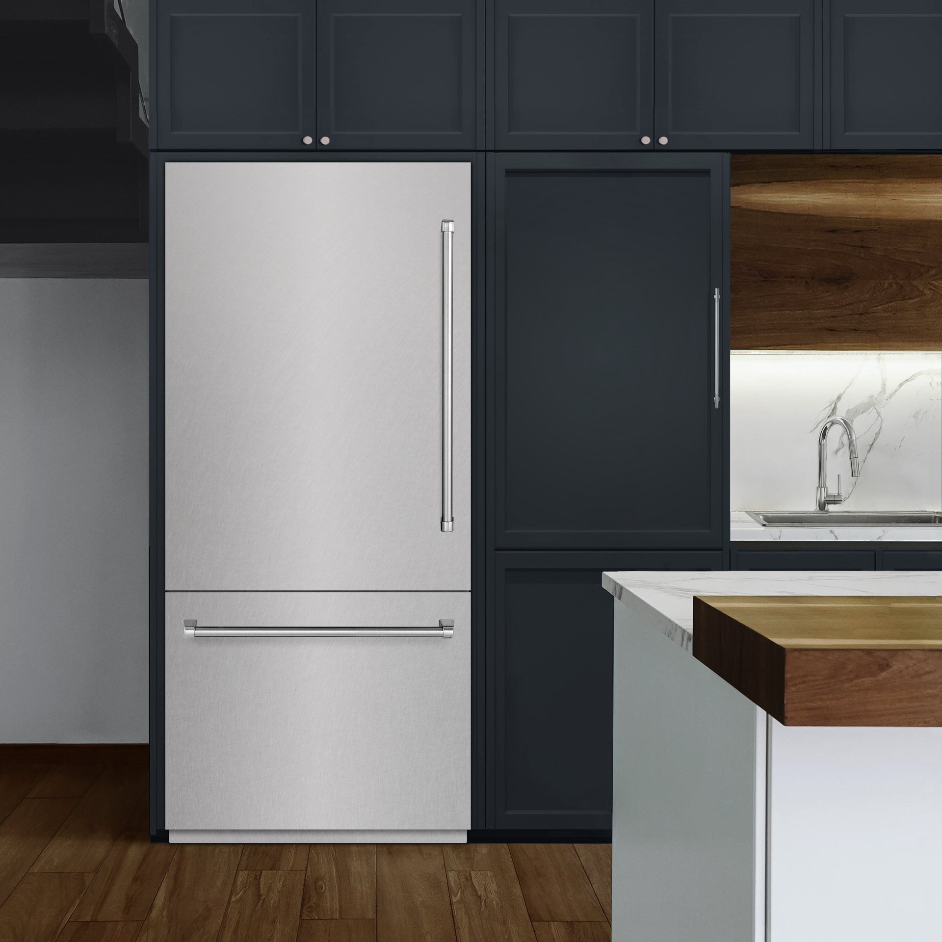 zline-36-in-built-in-bottom-freezer-refrigerator-19-8-cu-ft-water-dispenser-ice-maker-satin-stainless-steel-graphite-gray-interior-grbit-sn-36