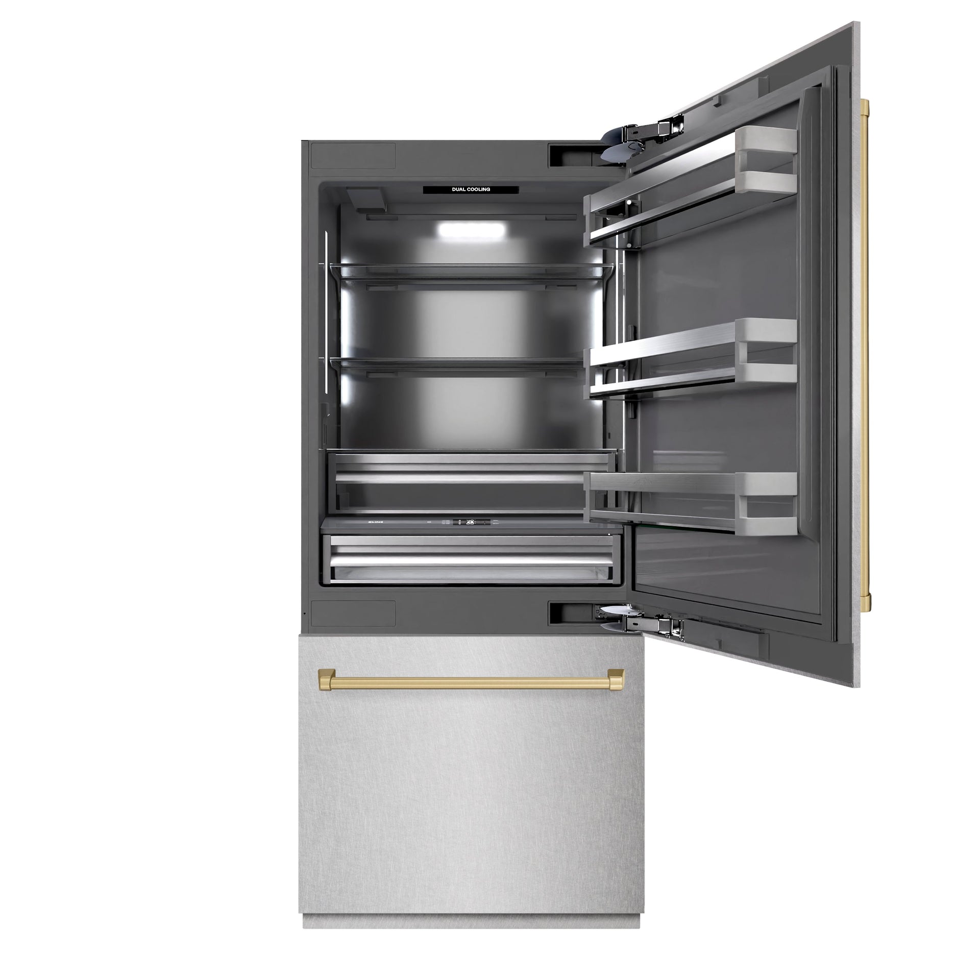 zline-36-built-in-bottom-freezer-refrigerator-19-8-cu-ft-water-dispenser-ice-maker-satin-stainless-steel-champagne-bronze-accents-grbitz-sn-36-cb