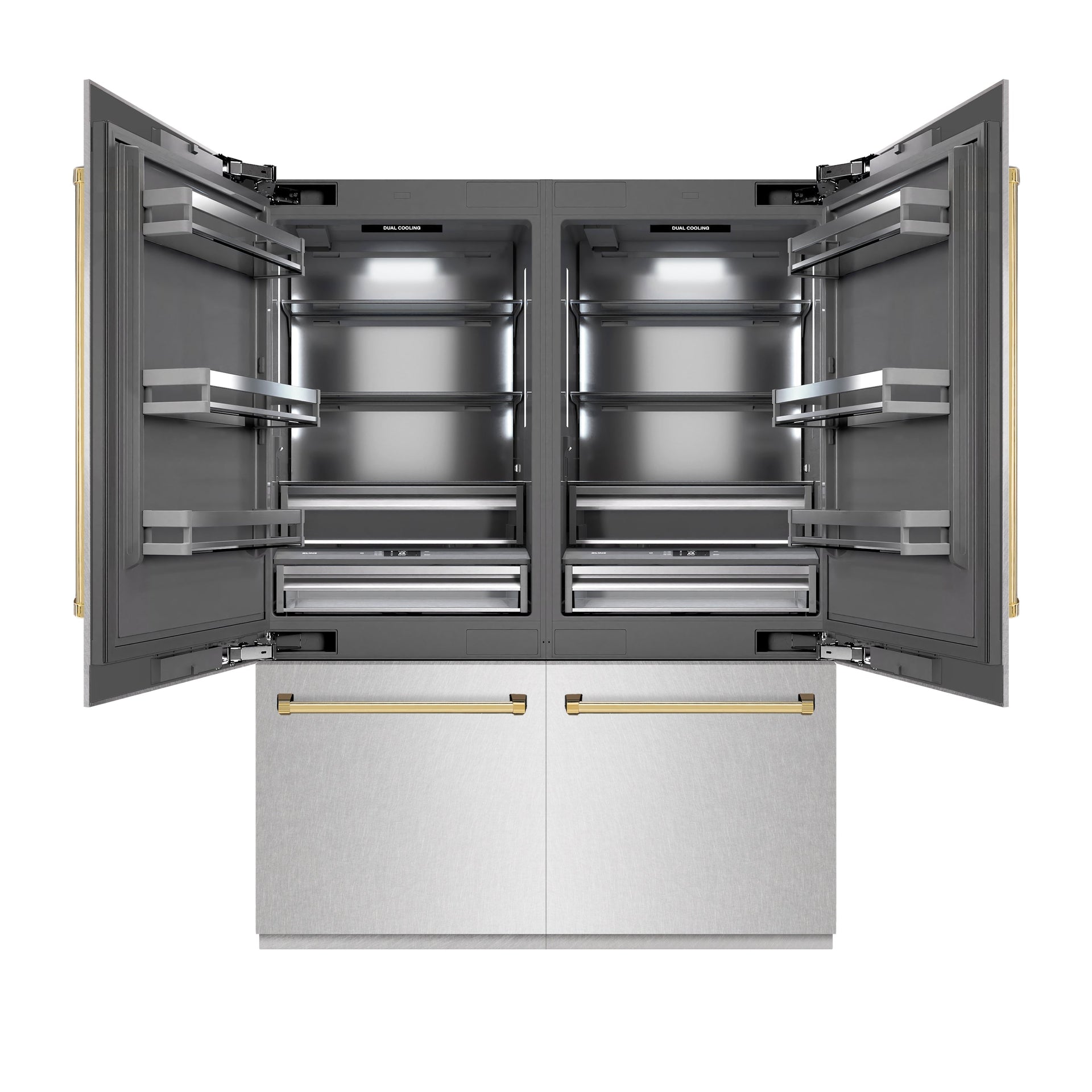 zline-60-in-french-door-built-in-bottom-freezer-refrigerator-32-2-cu-ft-with-water-dispenser-ice-maker-satin-stainless-steel-graphite-gray-interior-polished-gold-accents-grbivz-sn-60-g