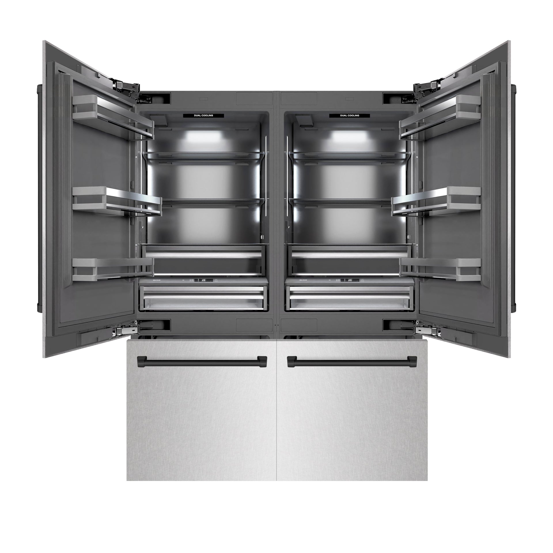 zline-60-in-french-door-built-in-bottom-freezer-refrigerator-32-2-cu-ft-with-water-dispenser-ice-maker-satin-stainless-steel-graphite-gray-interior-matte-black-accents-grbivz-sn-60-mb