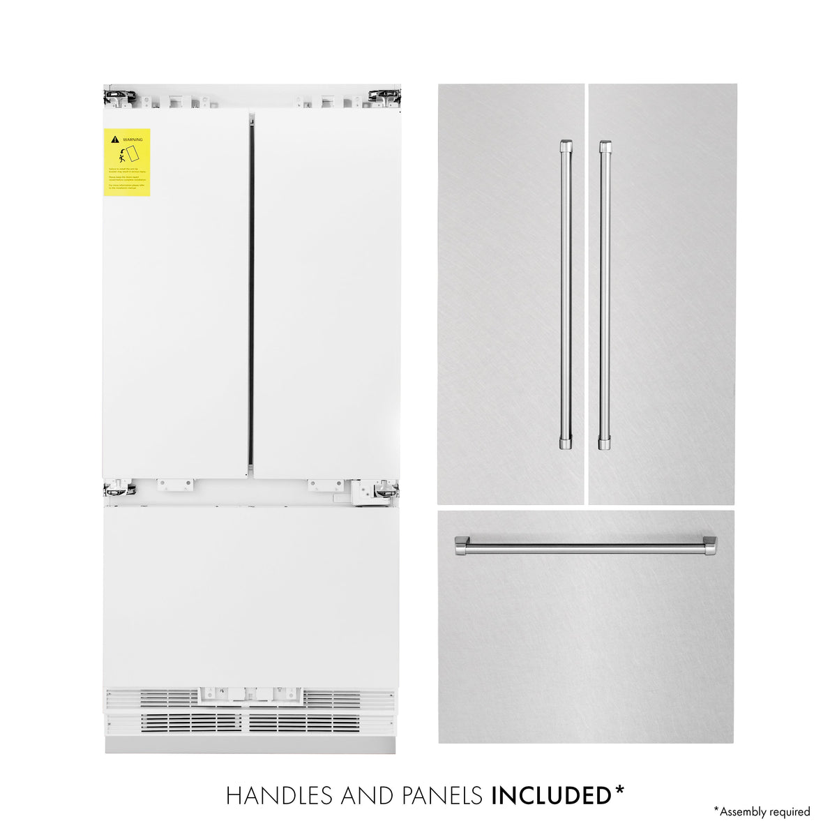 ZLINE 36-Inch Built-In French Door Refrigerator 19.6 Cu. Ft. Bottom Freezer with Water Dispenser & Ice Maker Satin Stainless Steel (RBIV-SN-36)