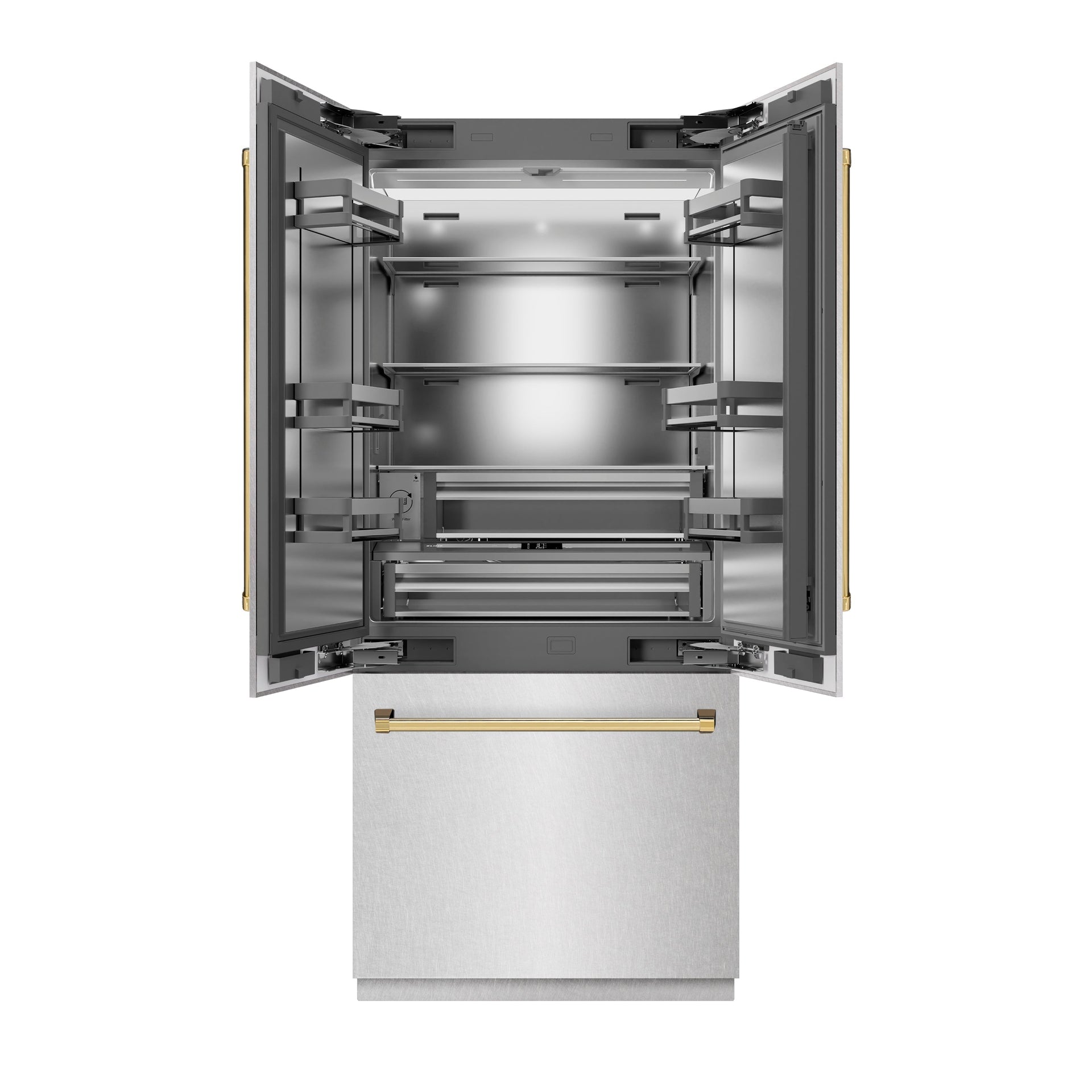 zline-36-in-french-door-built-in-bottom-freezer-refrigerator-19-6-cu-ft-water-dispenser-ice-maker-satin-stainless-steel-polished-gold-accents-srbivz-sn-36-g