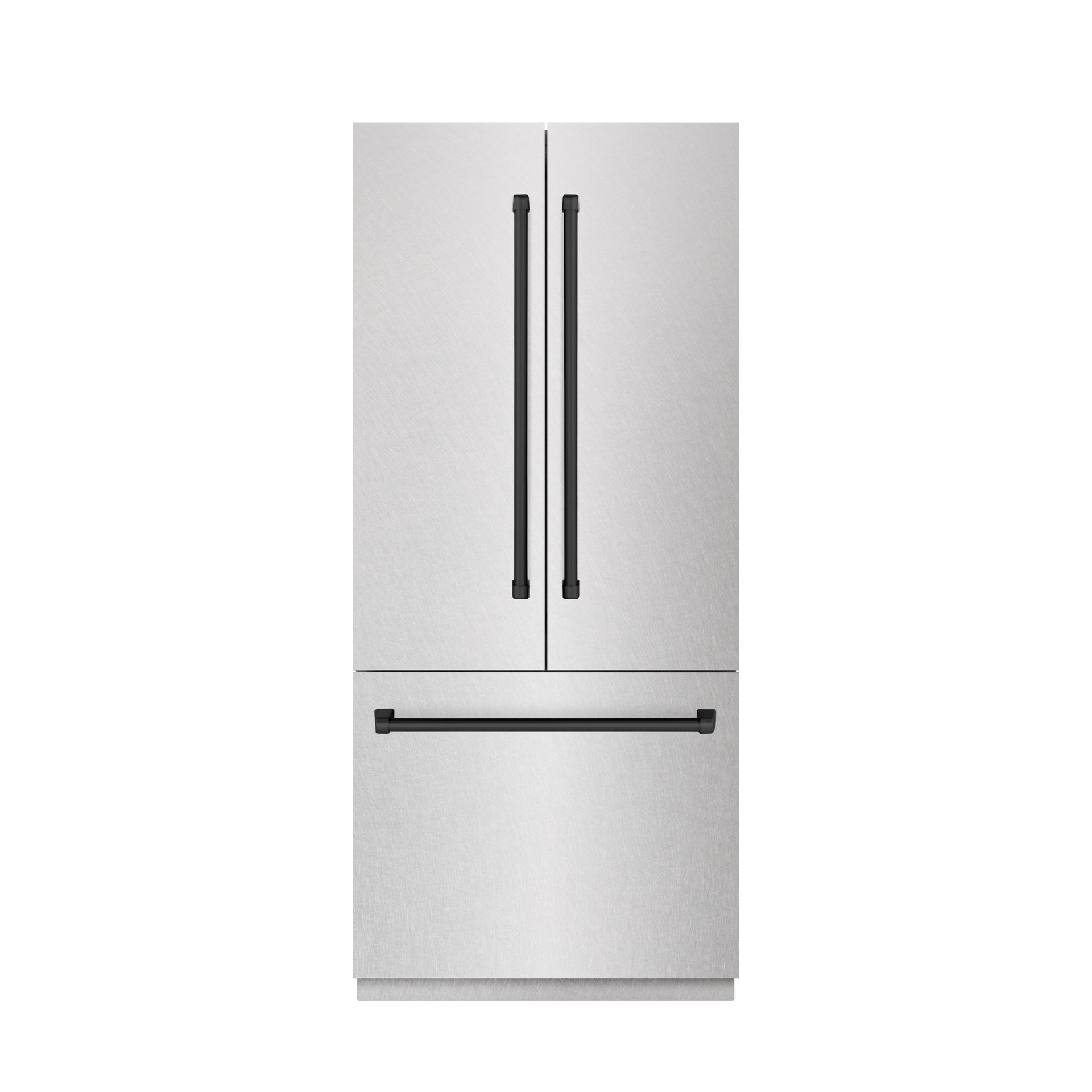zline-36-in-french-door-built-in-bottom-freezer-refrigerator-19-6-cu-ft-water-dispenser-ice-maker-satin-stainless-steel-stainless-steel-interior-matte-black-accents-srbivz-sn-36-mb