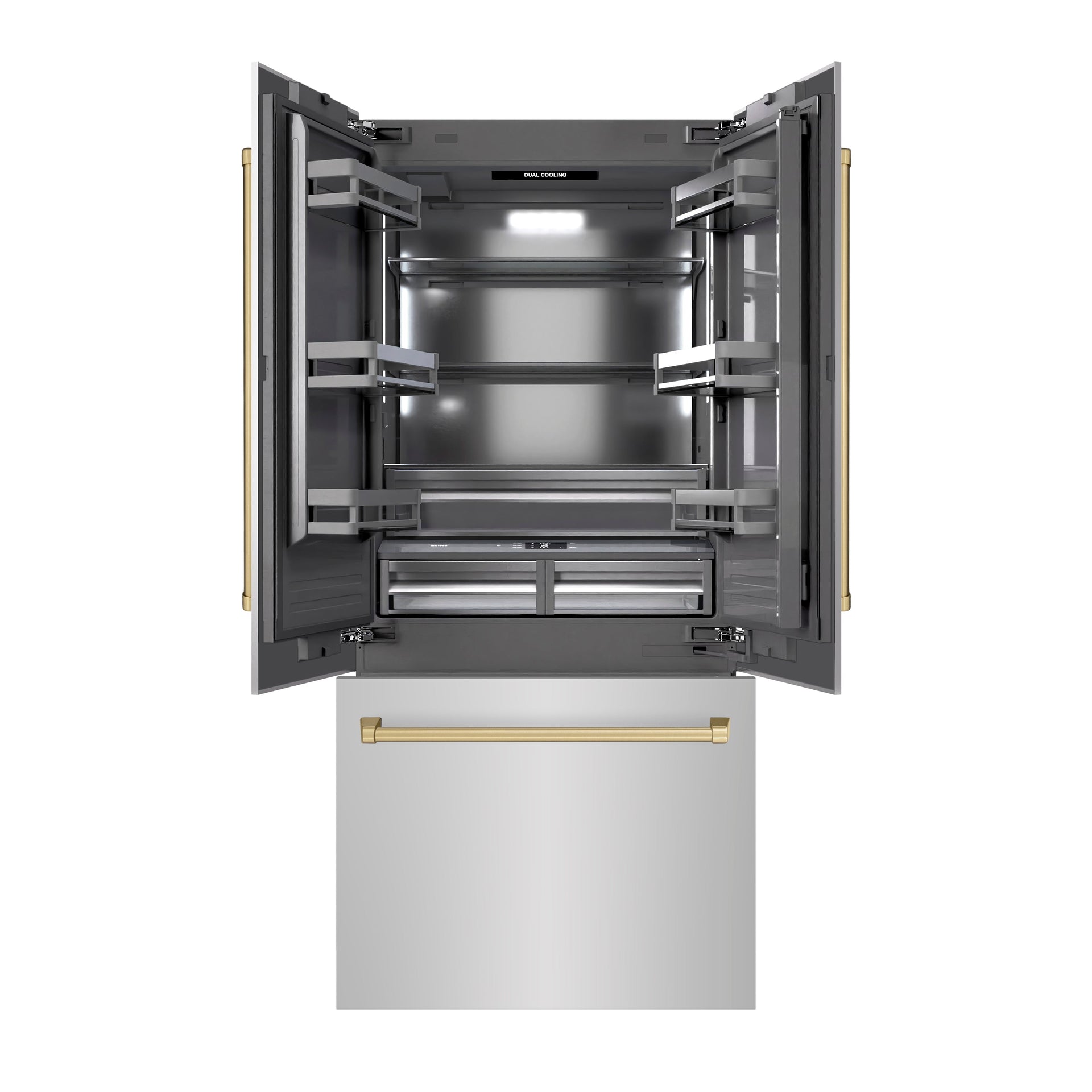 zline-36-in-french-door-built-in-bottom-freezer-refrigerator-19-6-cu-ft-stainless-steel-with-water-dispenser-ice-maker-champagne-bronze-accents-grbivz-304-36cb