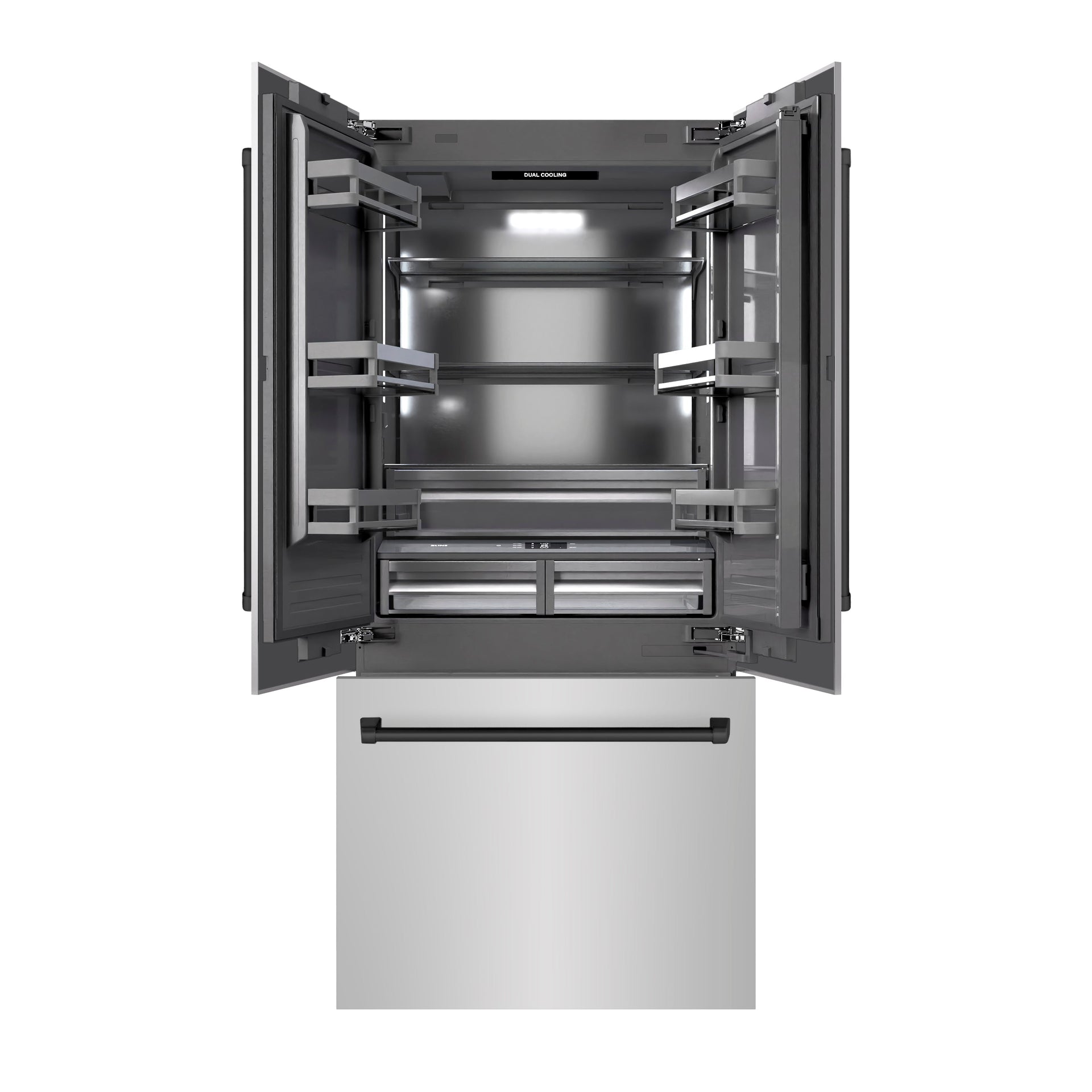 zline-36-in-built-in-bottom-freezer-refrigerator-french-door-19-6-cu-ft-water-dispenser-ice-maker-stainless-steel-graphite-gray-interior-matte-black-accents-grbivz-304-36mb