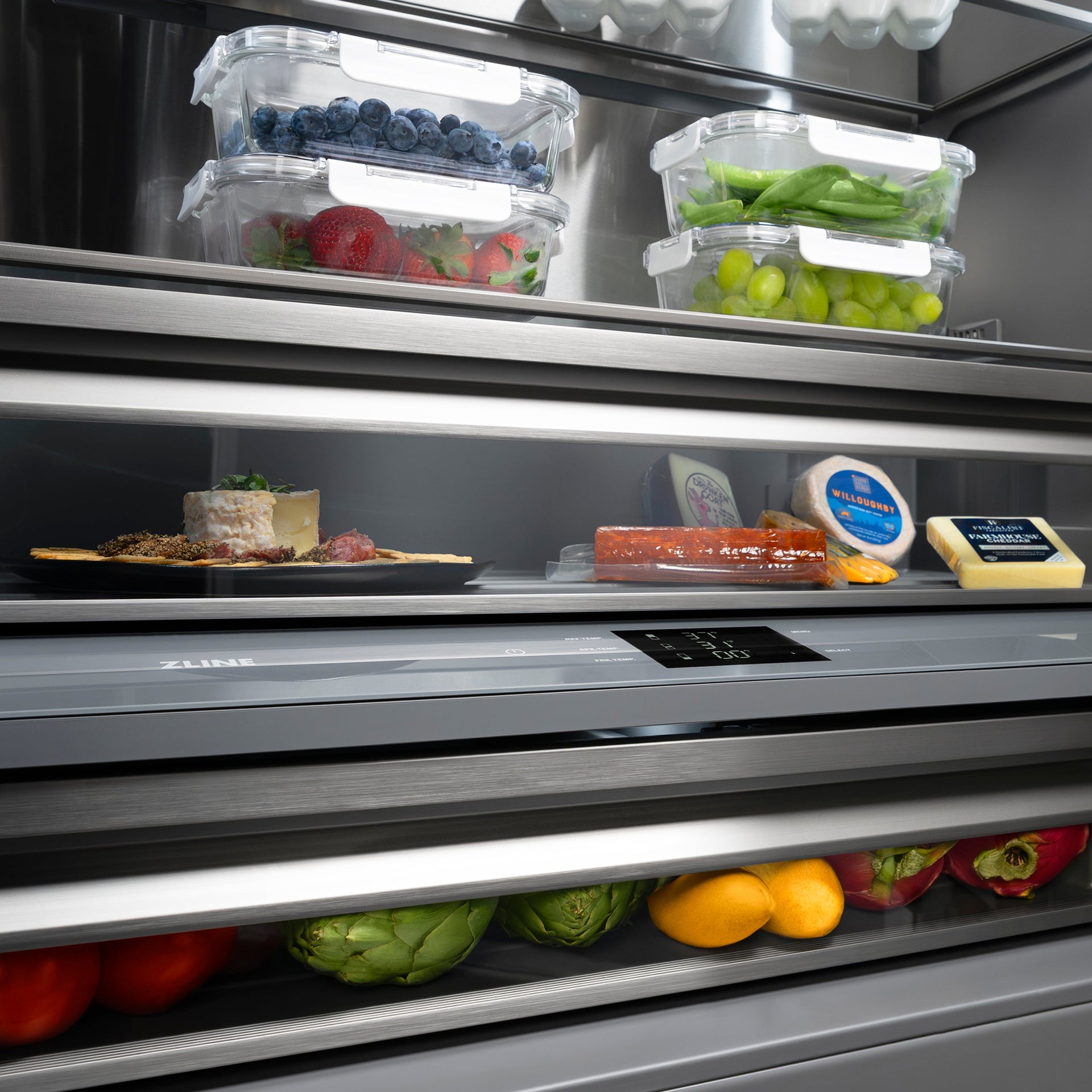 zline-30-in-built-in-bottom-freezer-refrigerator-16-1-cu-ft-water-dispenser-ice-maker-stainless-steel-graphite-gray-interior-polished-gold-helix-handles-grbivz-30430kg
