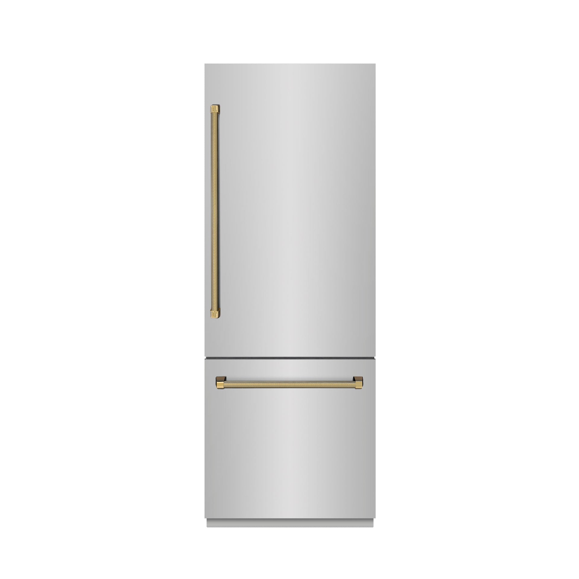 zline-30-in-built-in-bottom-freezer-refrigerator-16-1-cu-ft-water-dispenser-ice-maker-stainless-steel-graphite-gray-interior-polished-gold-helix-handles-grbivz-30430kg