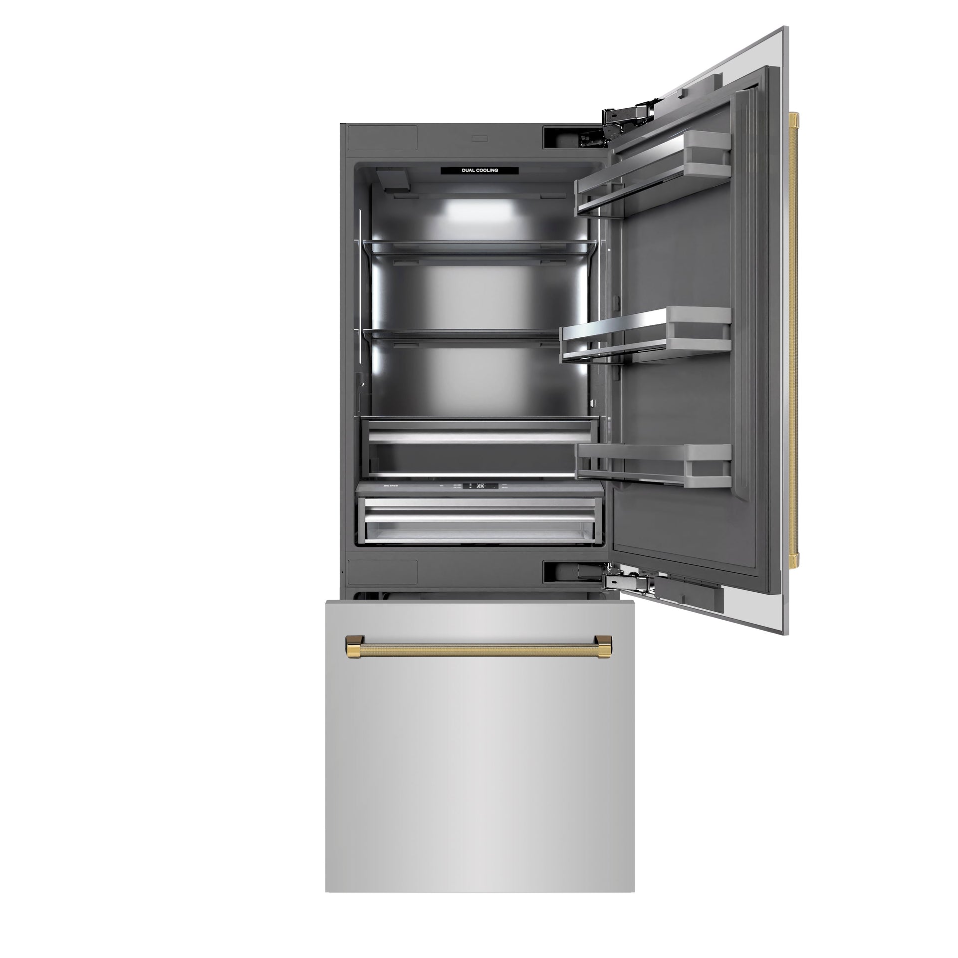 zline-30-in-built-in-bottom-freezer-refrigerator-16-1-cu-ft-water-dispenser-ice-maker-stainless-steel-graphite-gray-interior-polished-gold-helix-handles-grbivz-30430kg