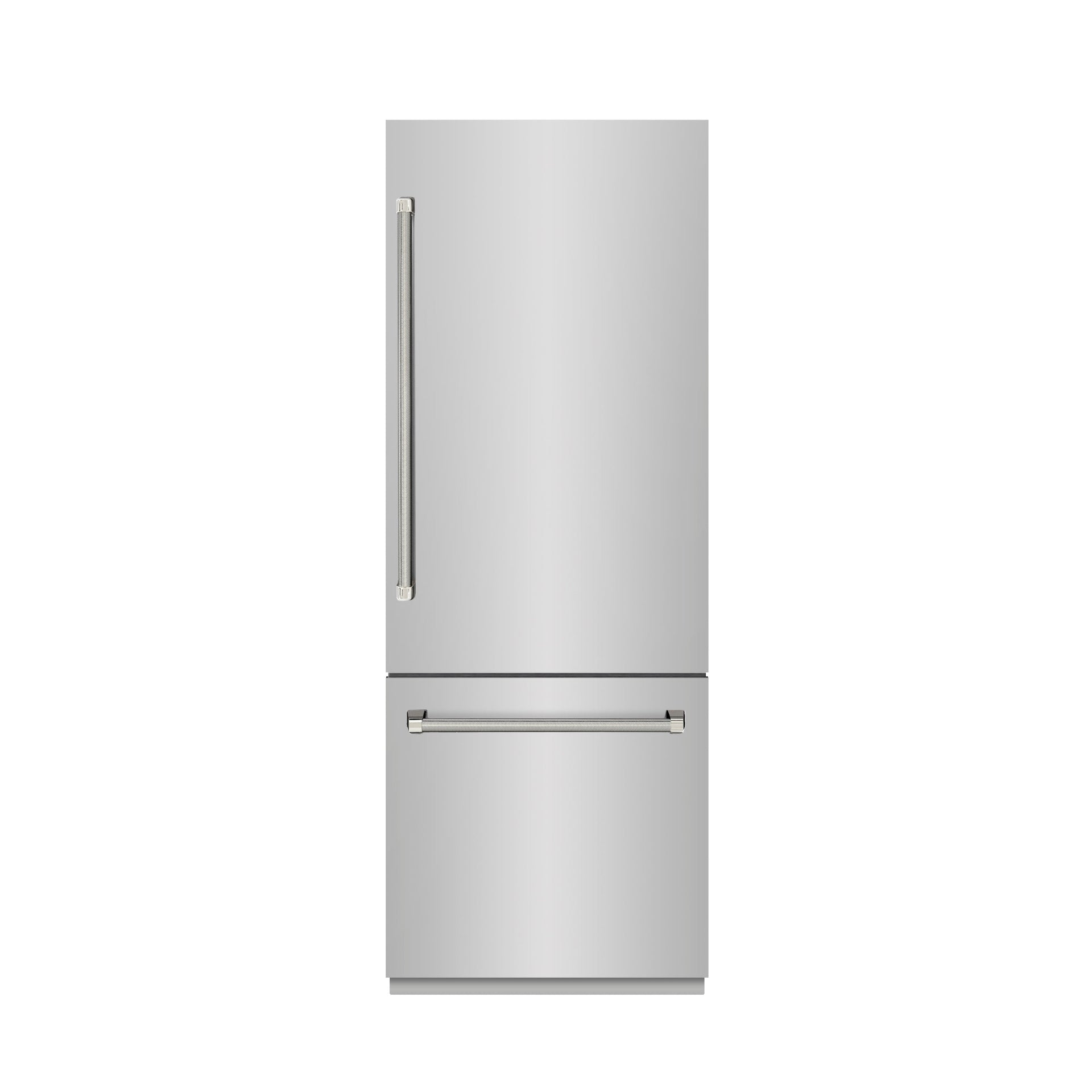 zline-30-in-built-in-bottom-freezer-refrigerator-16-1-cu-ft-water-dispenser-ice-maker-stainless-steel-graphite-gray-interior-polished-nickel-helix-handles-grbivz-30430kpn