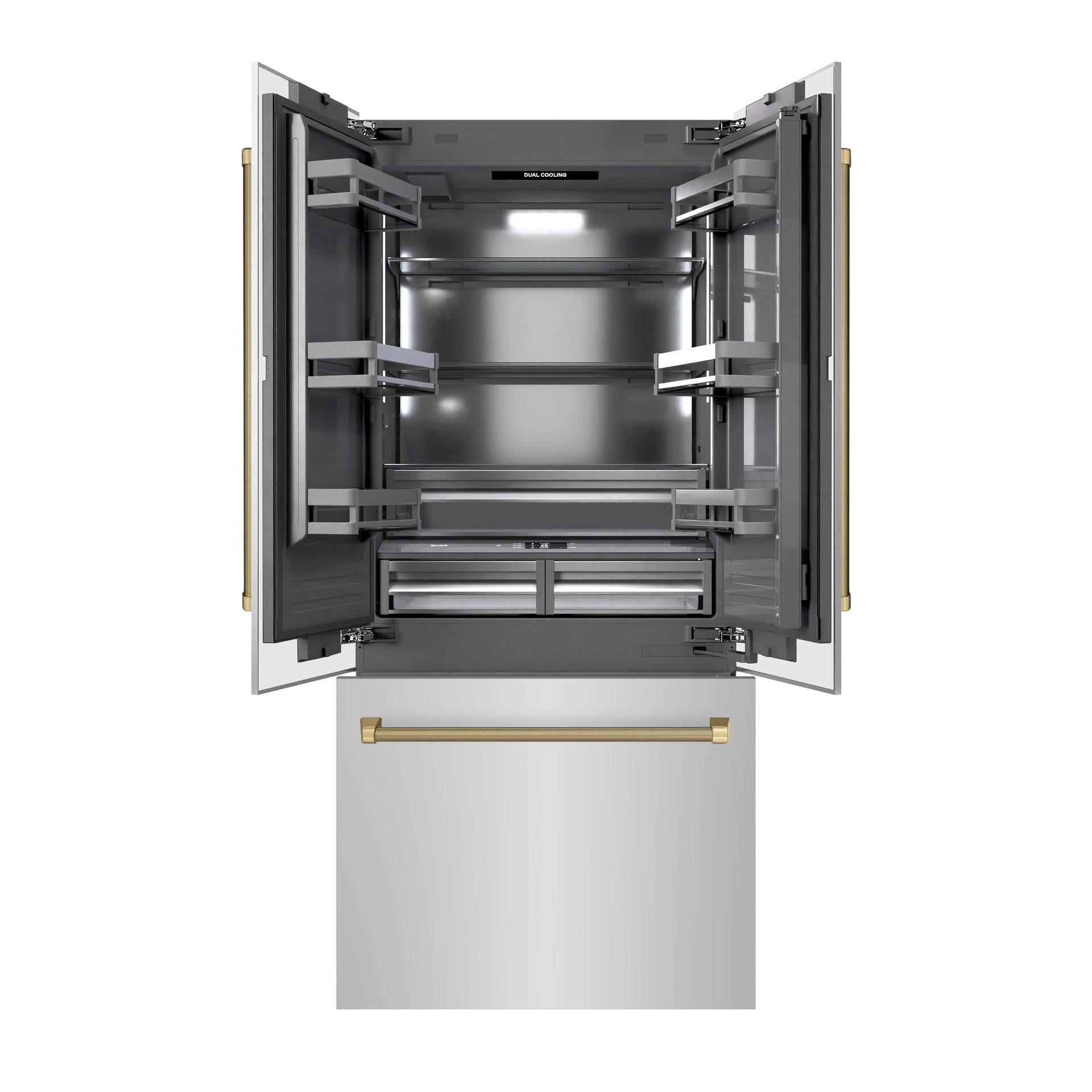 zline-36-in-built-in-french-door-bottom-freezer-refrigerator-19-6-cu-ft-water-dispenser-ice-maker-stainless-steel-graphite-gray-interior-champagne-bronze-helix-handles-grbivz-30436kcb
