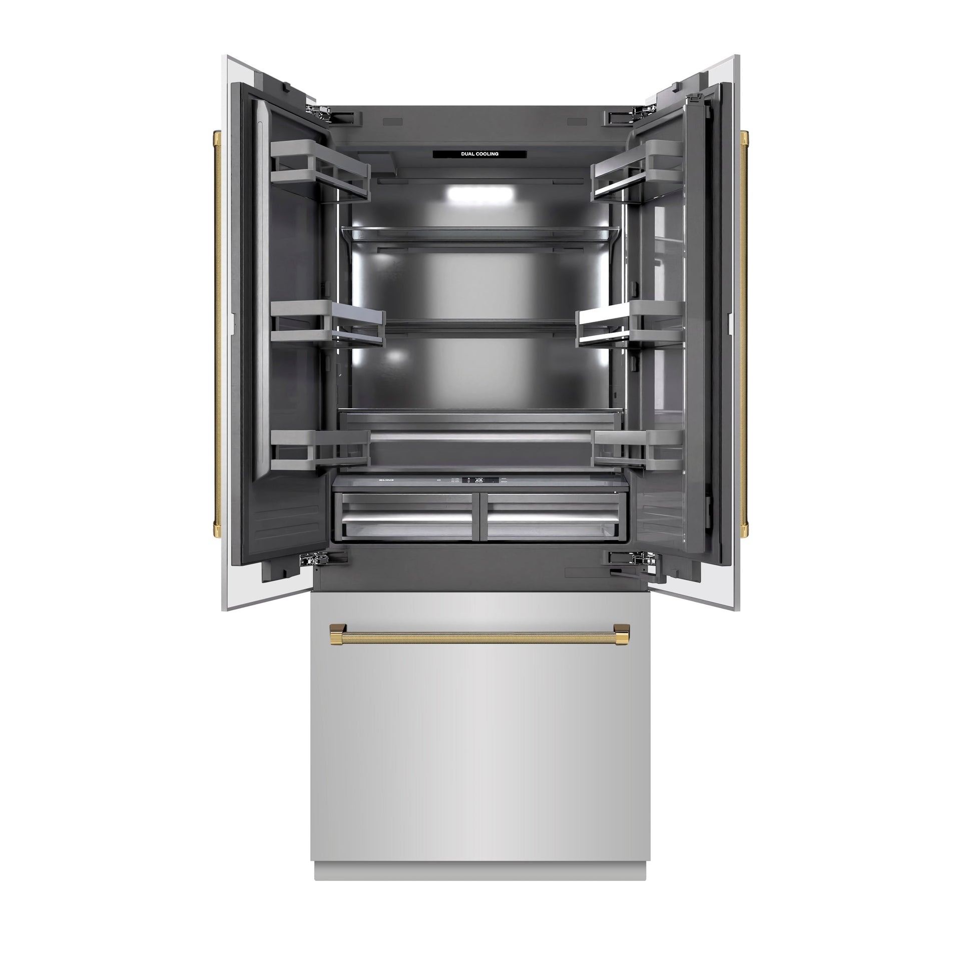 zline-36-in-built-in-french-door-refrigerator-19-6-cu-ft-bottom-freezer-water-dispenser-ice-maker-stainless-steel-graphite-gray-interior-polished-gold-helix-handles-grbivz-30436kg
