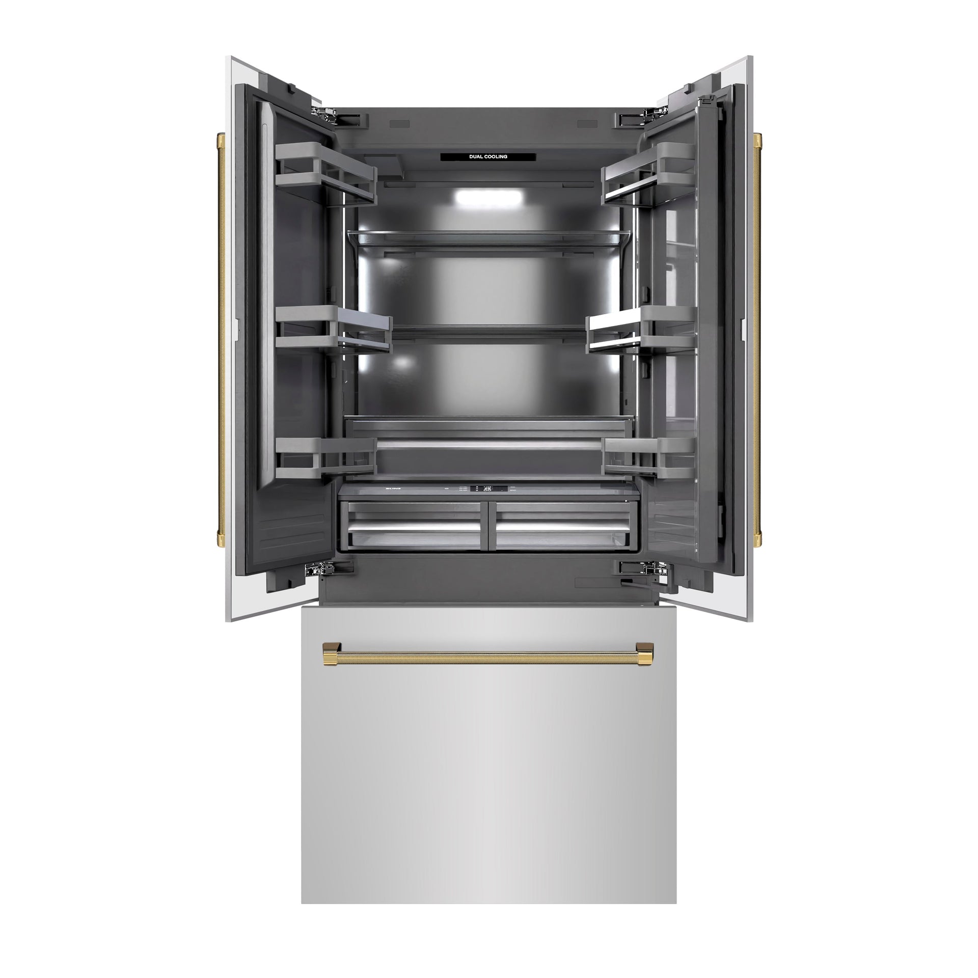 zline-36-in-built-in-french-door-refrigerator-19-6-cu-ft-bottom-freezer-water-dispenser-ice-maker-stainless-steel-graphite-gray-interior-polished-gold-helix-handles-grbivz-30436kg