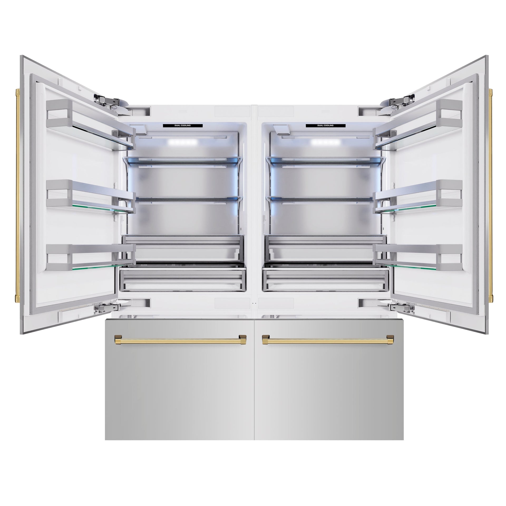 zline-72-in-built-in-french-door-bottom-freezer-refrigerator-39-6-cu-ft-stainless-steel-with-water-dispensers-ice-makers-polished-gold-accents-rbitz-304-72g