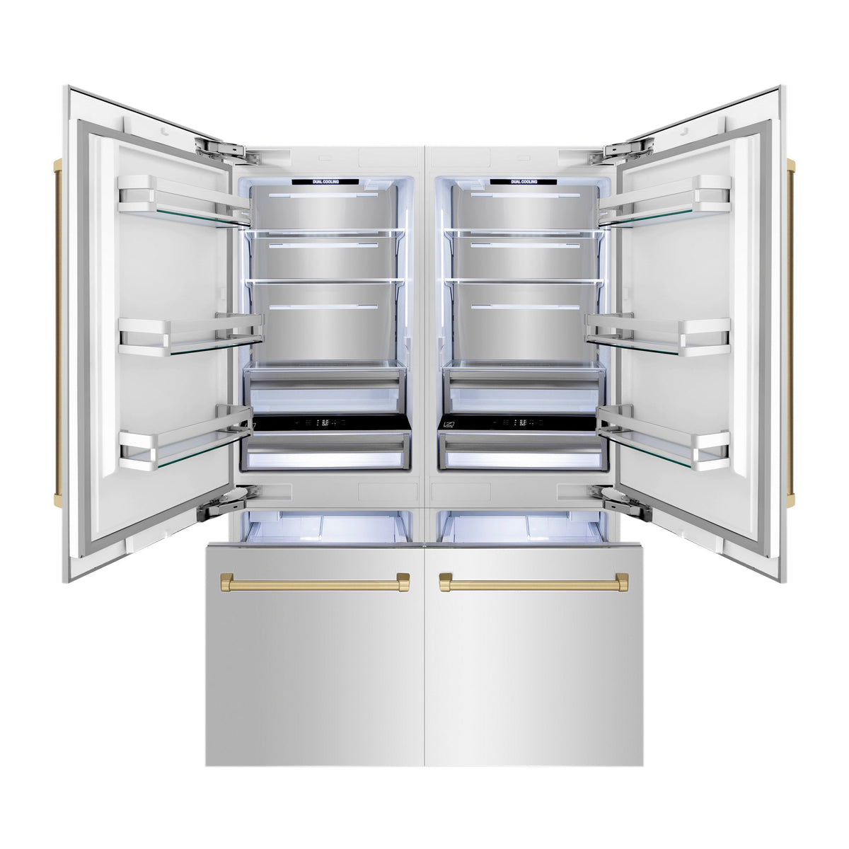 ZLINE 60 in. Built-In Refrigerator 32.2 cu. ft. Internal Water & Ice Dispenser Stainless Steel Bronze Accents (RBIVZ-304-60-CB)