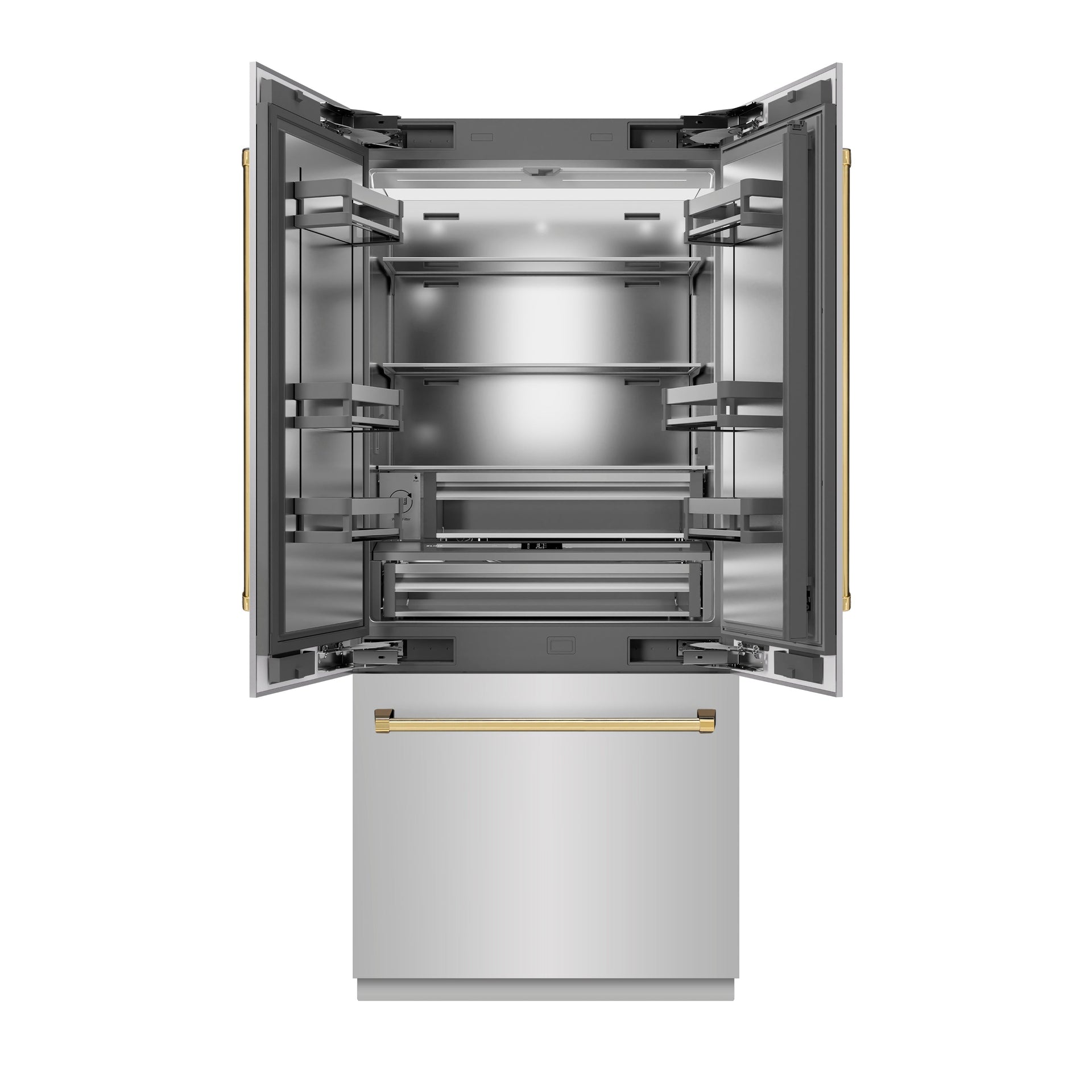 zline-36-in-built-in-french-door-refrigerator-19-6-cu-ft-stainless-steel-water-dispenser-ice-maker-polished-gold-accents-srbivz-304-36g