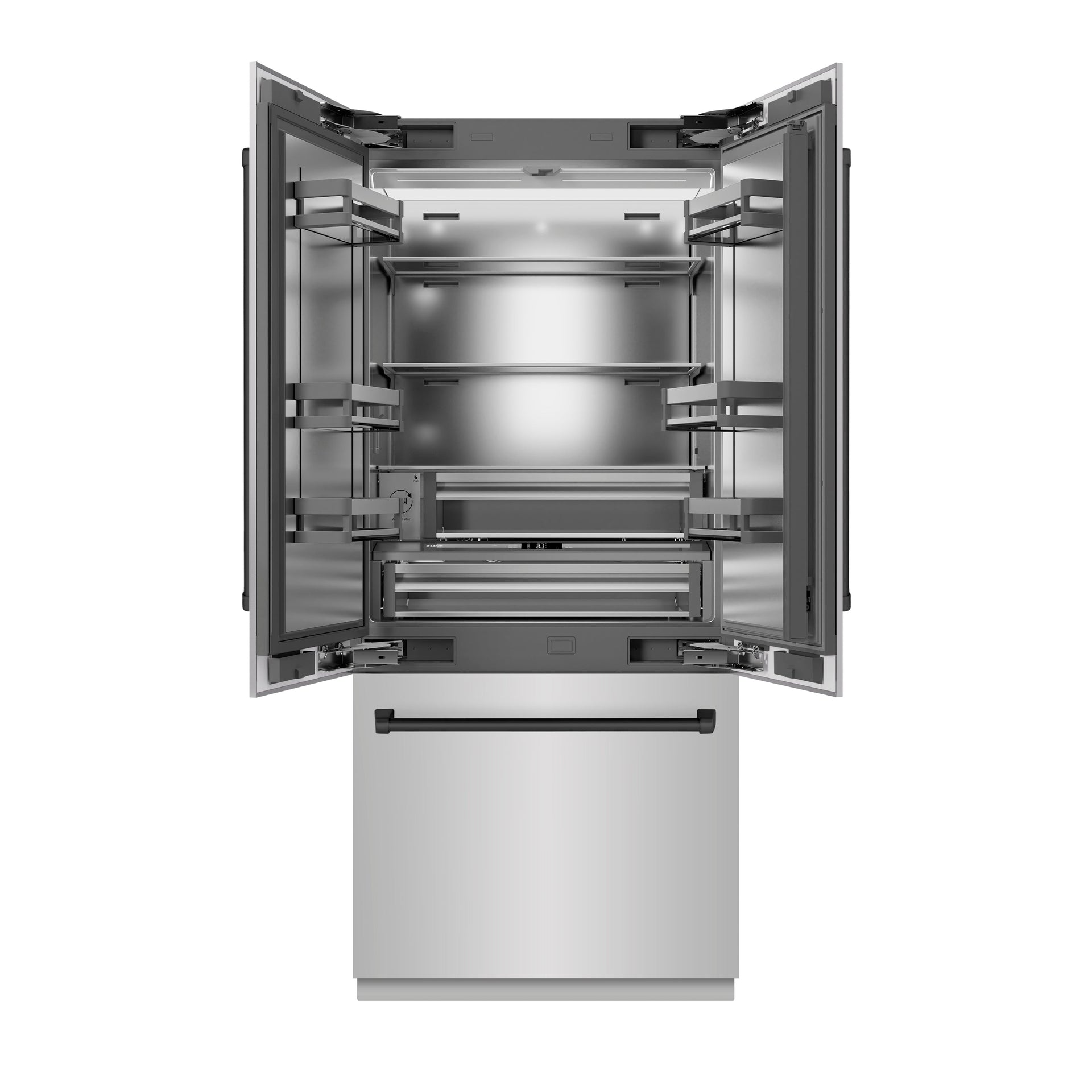 zline-36-in-built-in-french-door-bottom-freezer-refrigerator-19-6-cu-ft-water-dispenser-ice-maker-stainless-steel-interior-matte-black-accents-srbivz-304-36mb