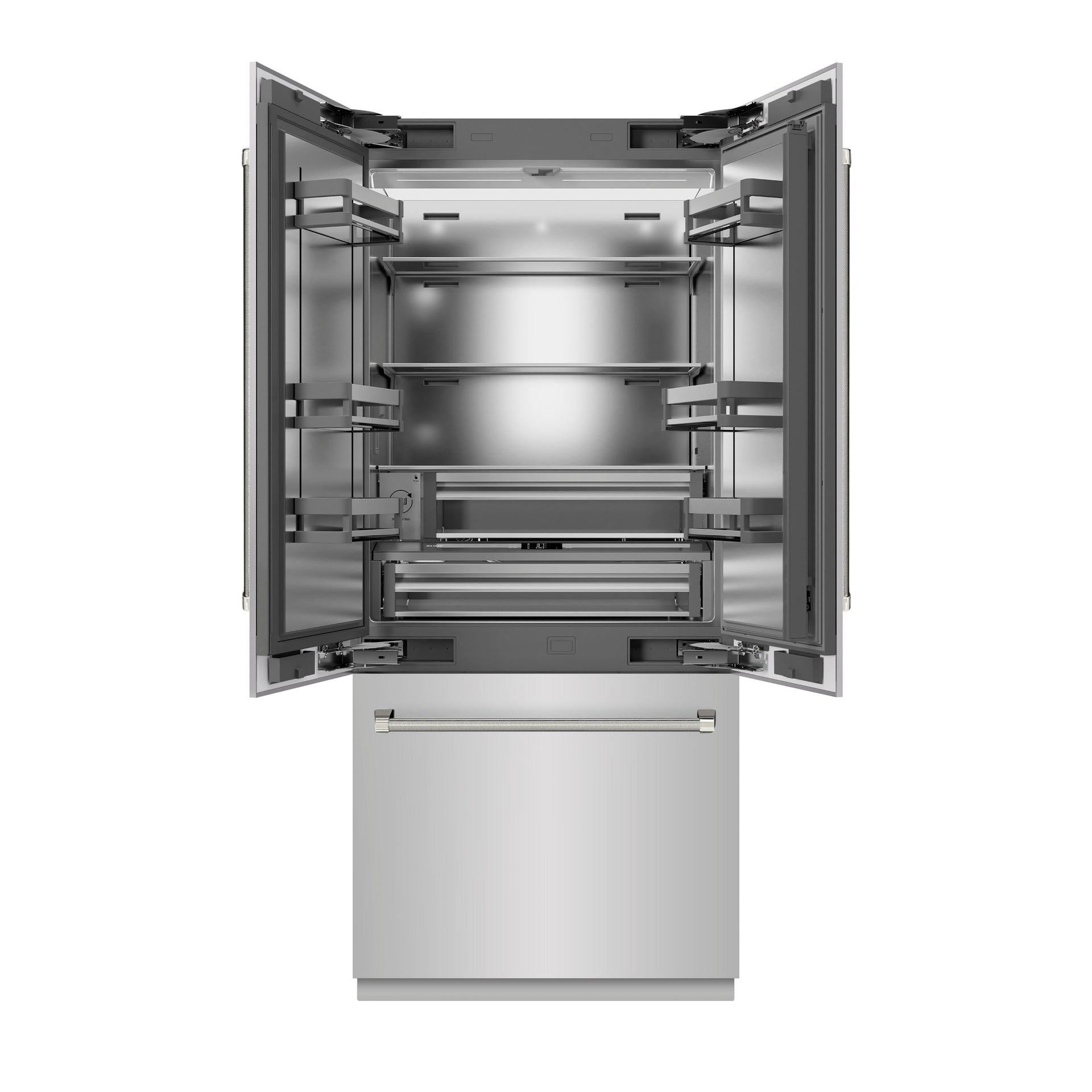 zline-36-in-french-door-built-in-bottom-freezer-refrigerator-19-6-cu-ft-stainless-steel-interior-water-dispenser-ice-maker-polished-nickel-helix-handles-srbivz-30436kpn