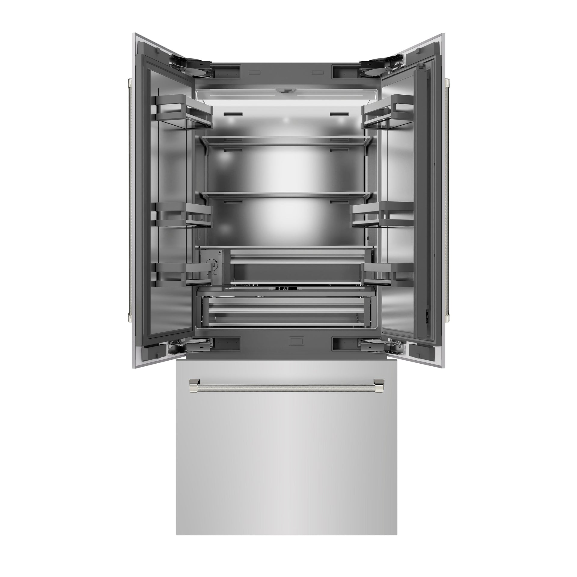 zline-36-in-french-door-built-in-bottom-freezer-refrigerator-19-6-cu-ft-stainless-steel-interior-water-dispenser-ice-maker-polished-nickel-helix-handles-srbivz-30436kpn