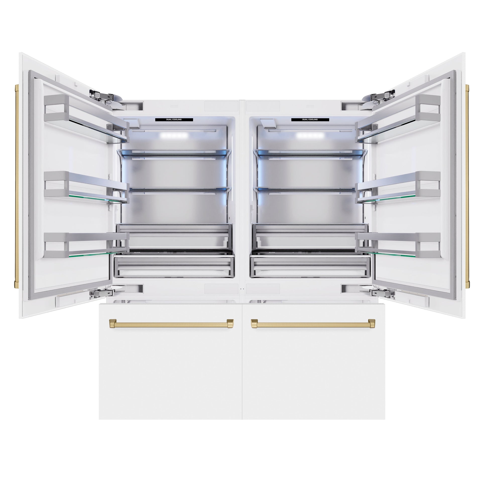 zline-72-in-built-in-french-door-bottom-freezer-refrigerator-39-6-cu-ft-white-matte-with-water-dispensers-ice-makers-champagne-bronze-accents-rbitz-wm-72-cb