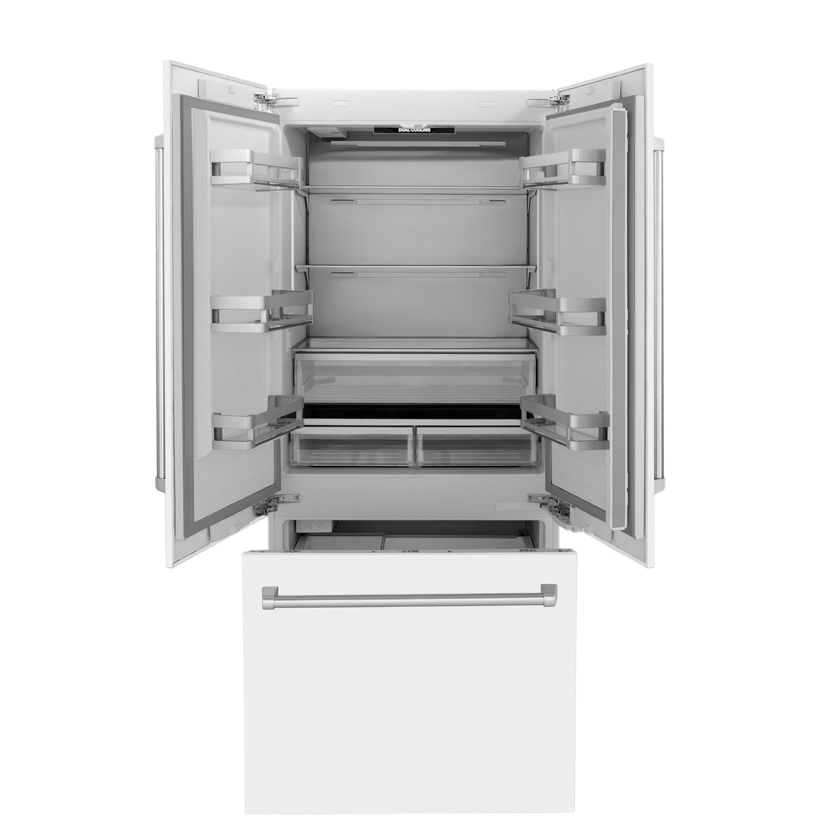 ZLINE 36 in. Built-In French Door Refrigerator 19.6 cu. ft. Internal Water & Ice Dispenser White Matte (RBIV-WM-36)