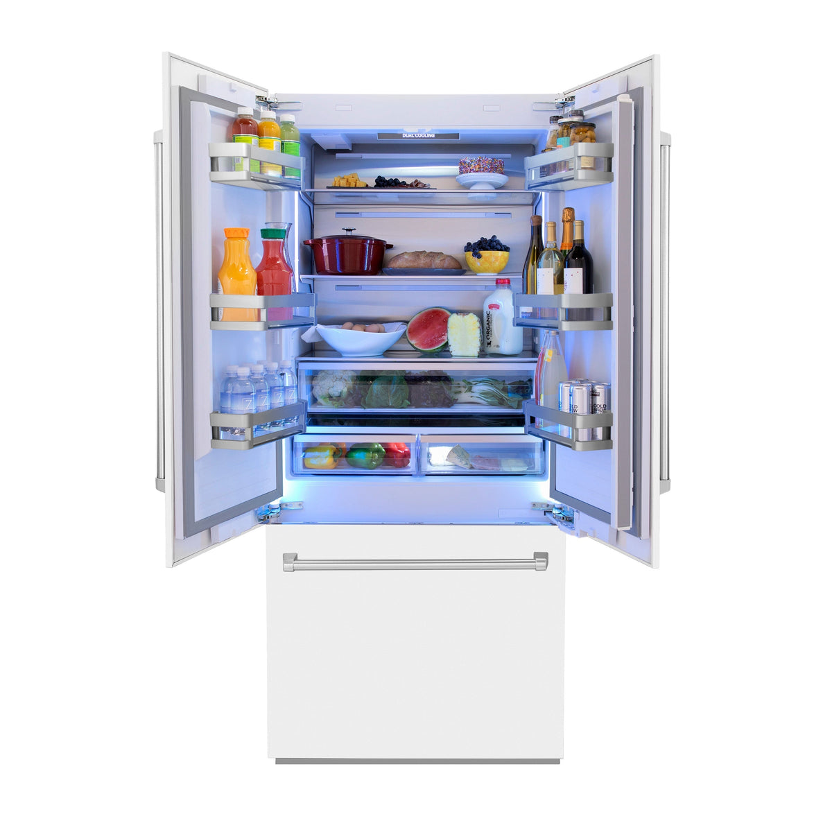 ZLINE 36 in. Built-In French Door Refrigerator 19.6 cu. ft. Internal Water & Ice Dispenser White Matte (RBIV-WM-36)
