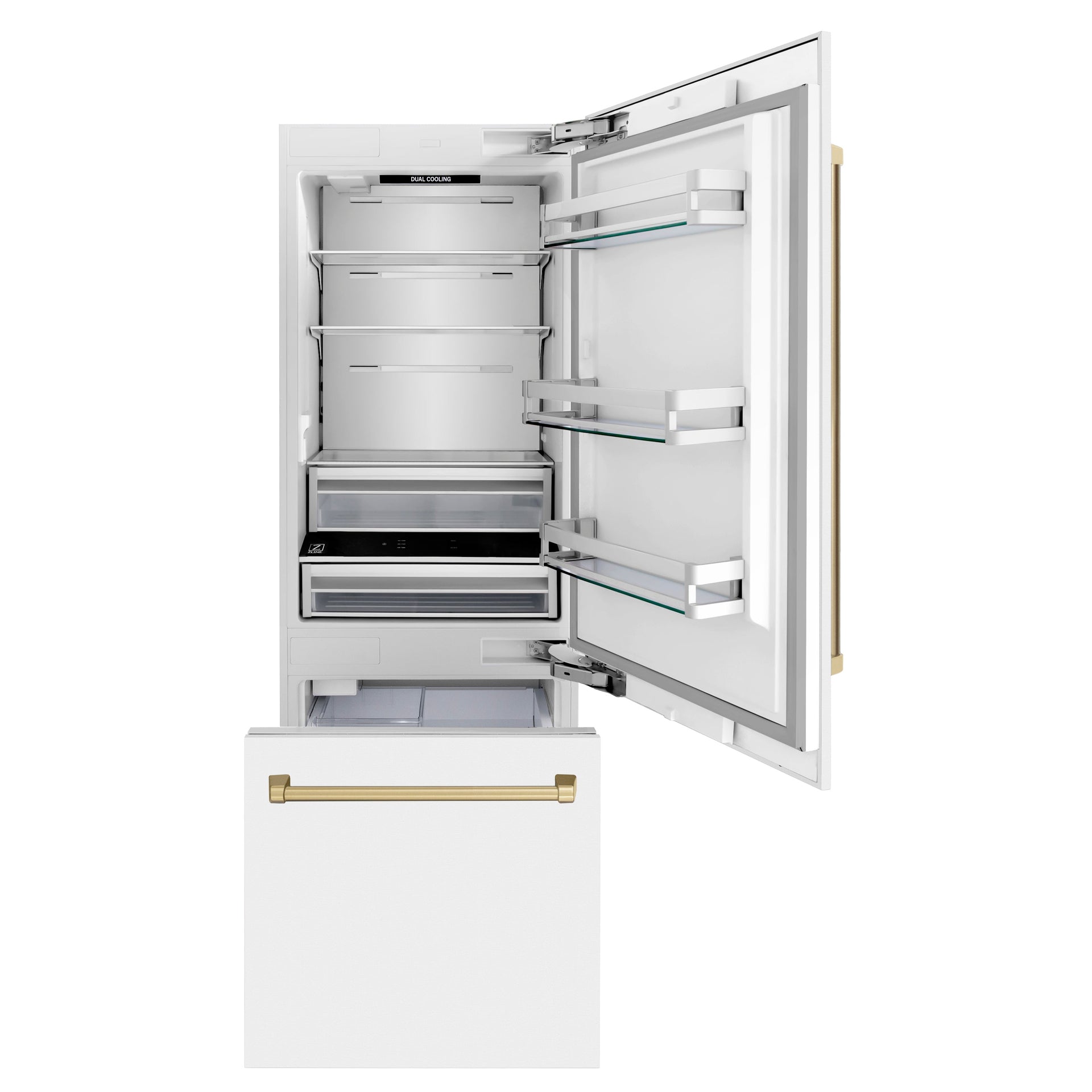 zline-30-inch-built-in-refrigerator-16-1-cu-ft-internal-water-ice-dispenser-white-matte-with-champagne-bronze-accents-rbivz-wm-30-cb