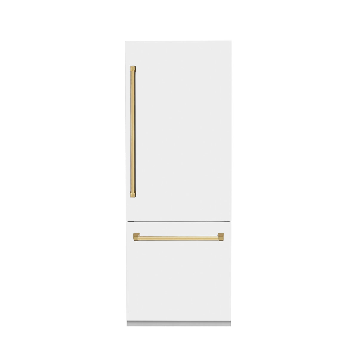 ZLINE 30-Inch Built-In Refrigerator 16.1 Cu. Ft. Internal Water & Ice Dispenser White Matte with Gold Accents (RBIVZ-WM-30-G)