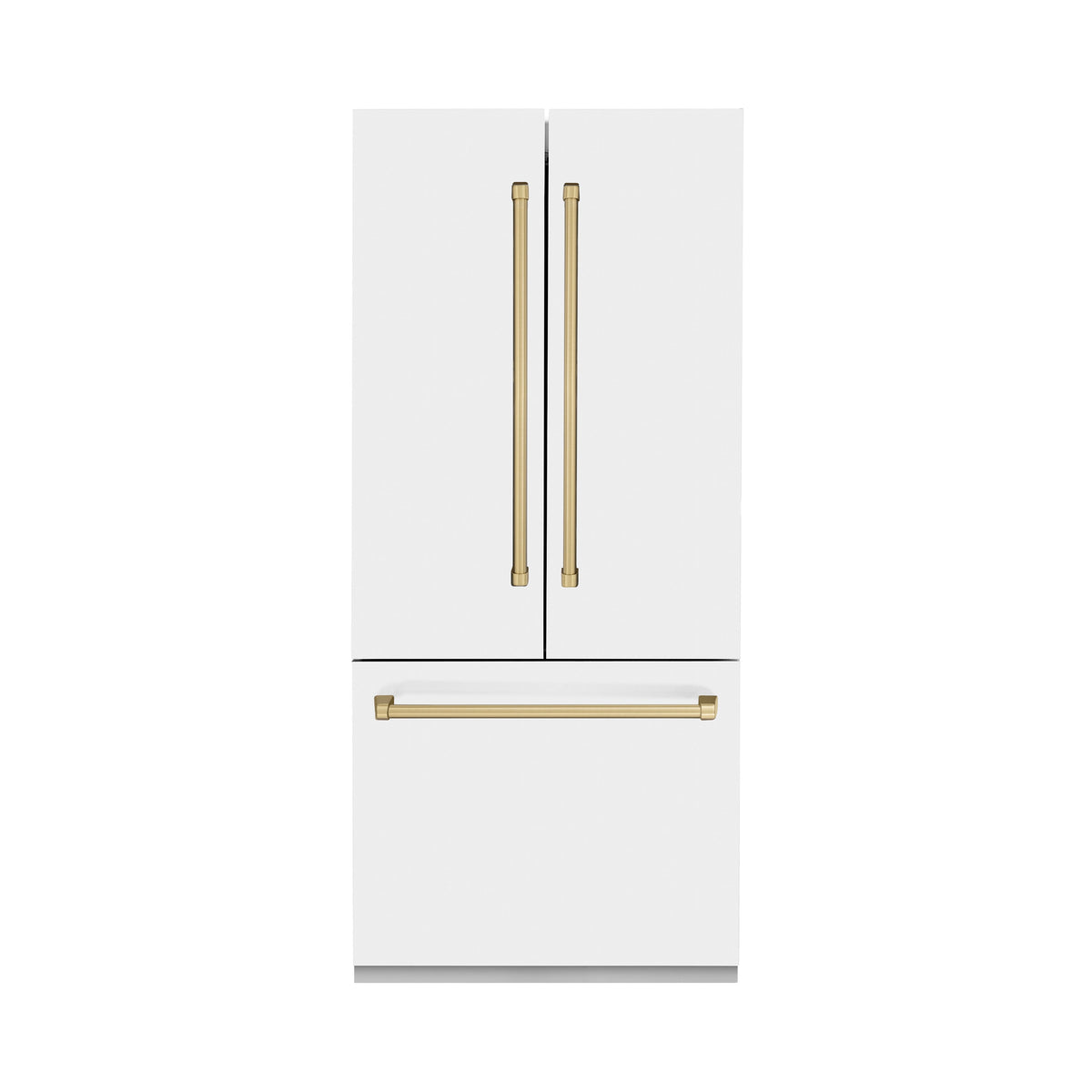 ZLINE 36 in. Built-In French Door Refrigerator 19.6 cu. ft. Internal Water & Ice Dispenser White Matte with Bronze Accents (RBIVZ-WM-36-CB)